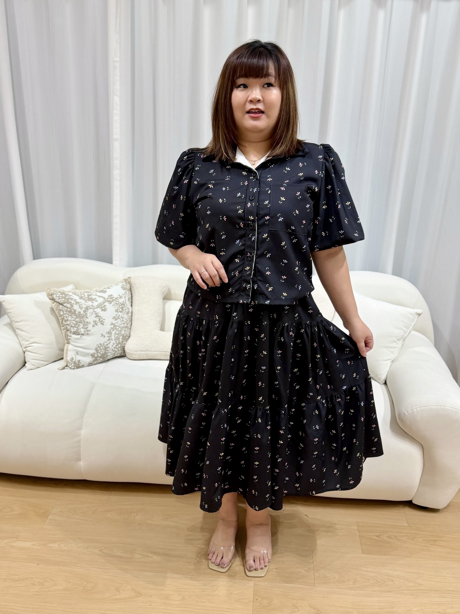 Bzu Floral Button Shirt Set | Plus Size Set