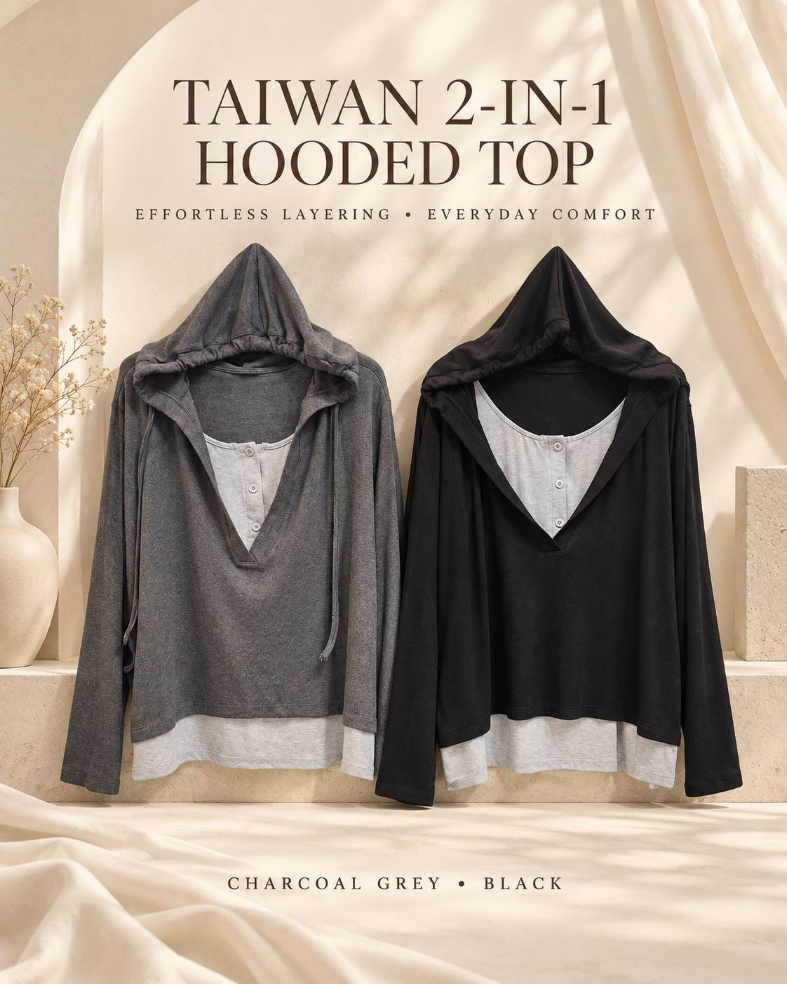 Elly Hoodie Top (Fake 2pcs) | Plus Size Top