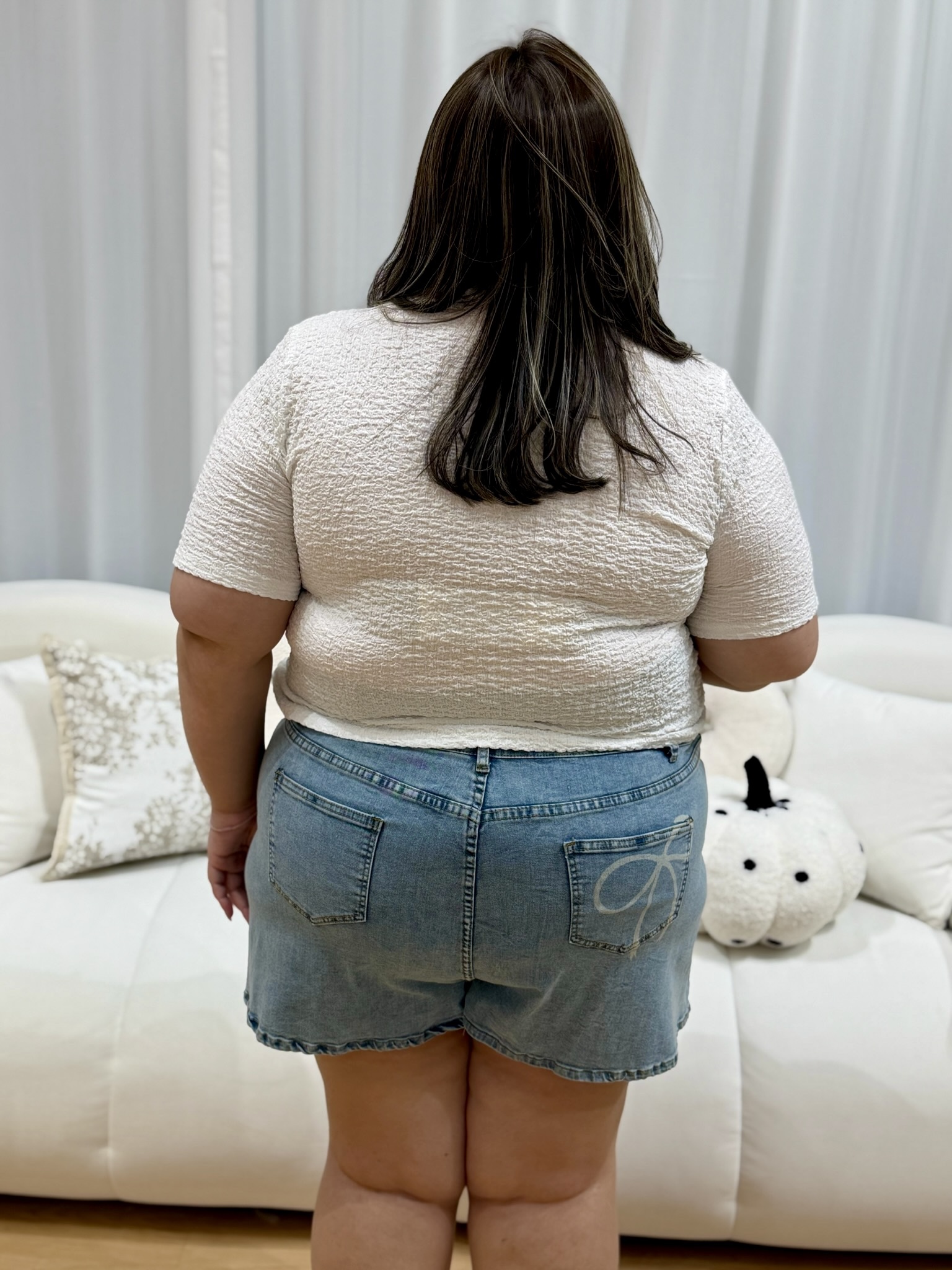 Love+ Super Soft Denim Ribbon Shorts