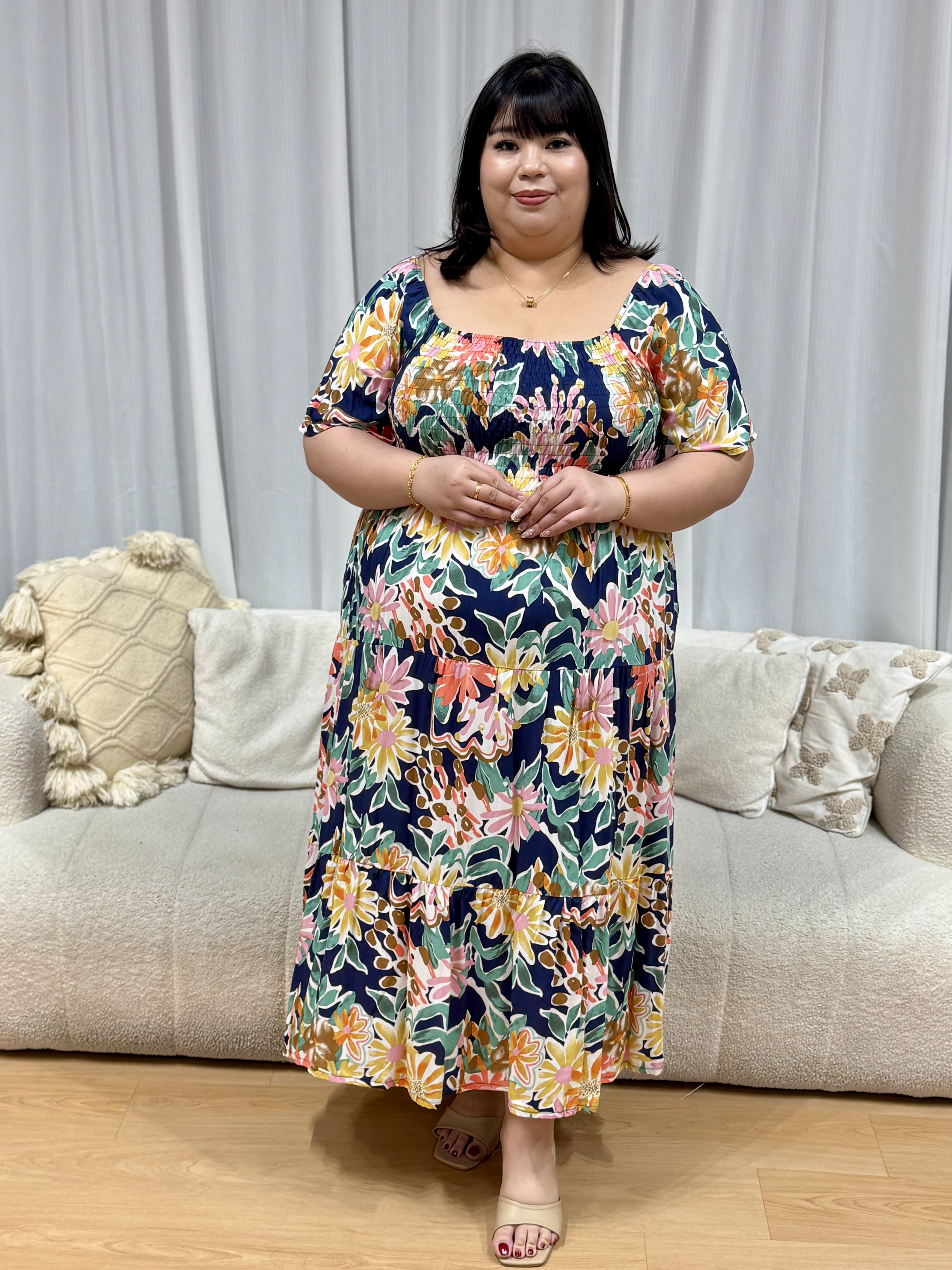 Hanna Hawaii Rayon Smock Maxi Dress | Plus Size Dress