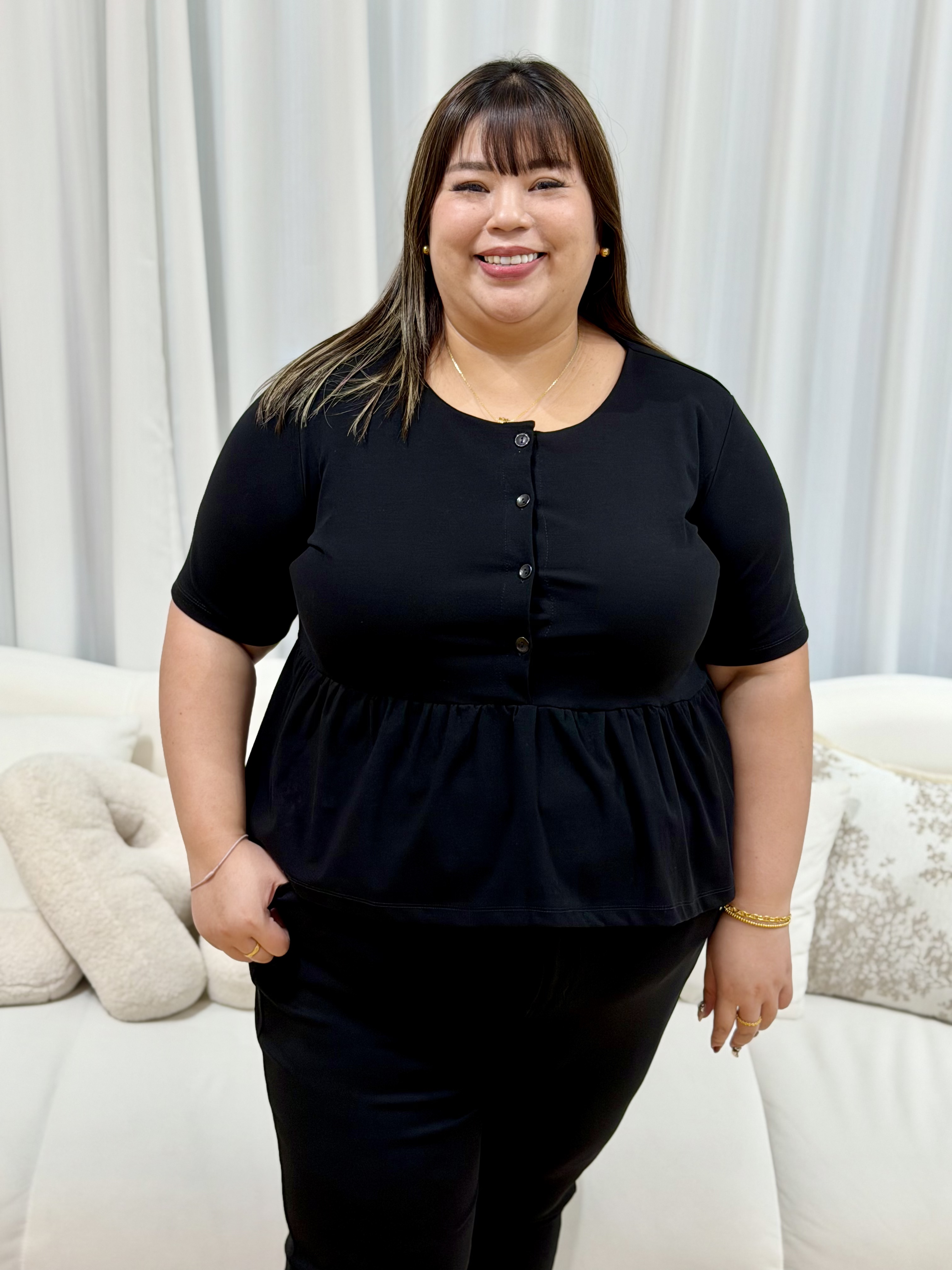 Kathleen Premium Pelplum Cotton Top | Plus Size Top