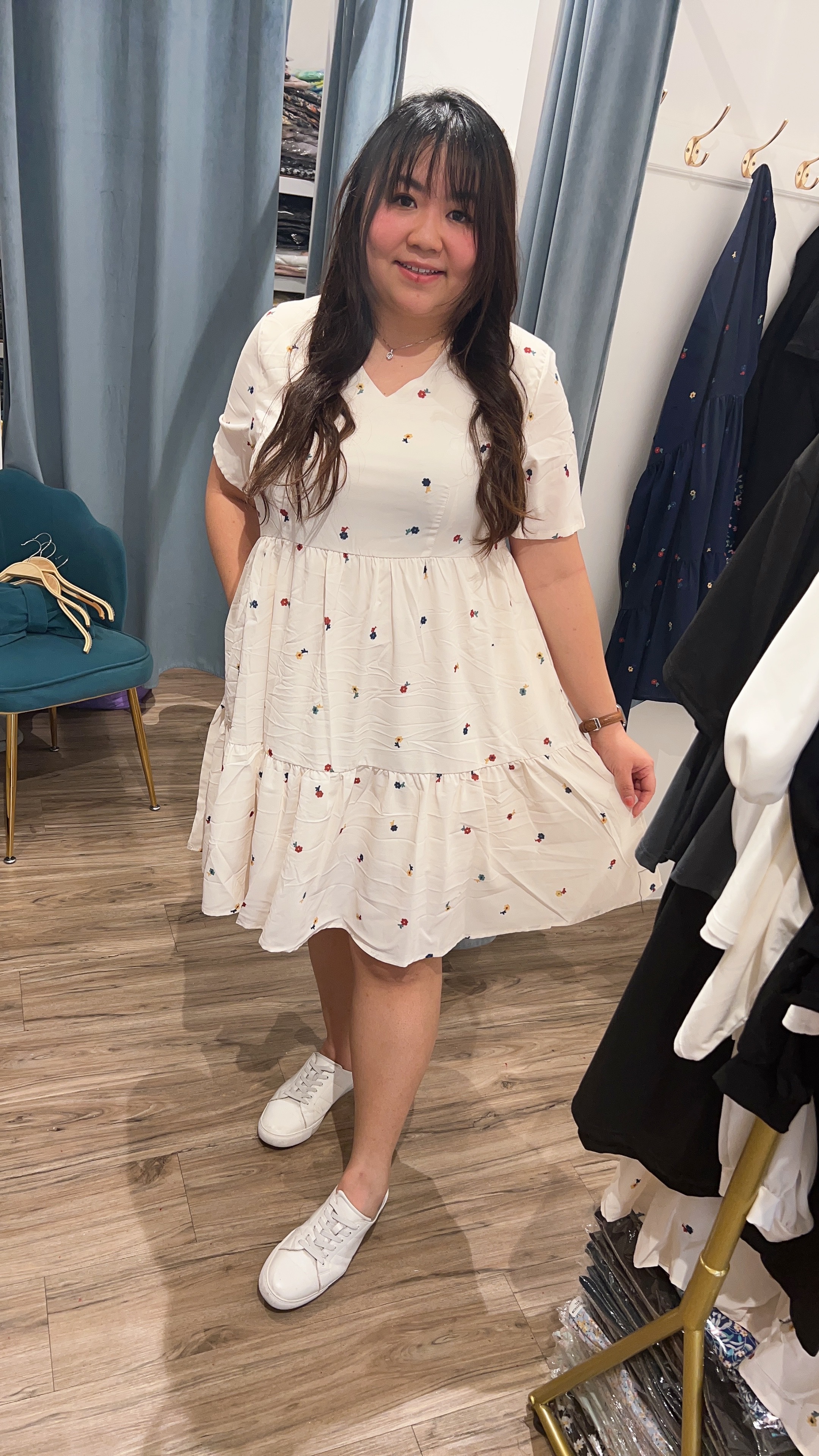 Love+ Alexia Beige Floral Babydoll  Dress |Plus Size Dress