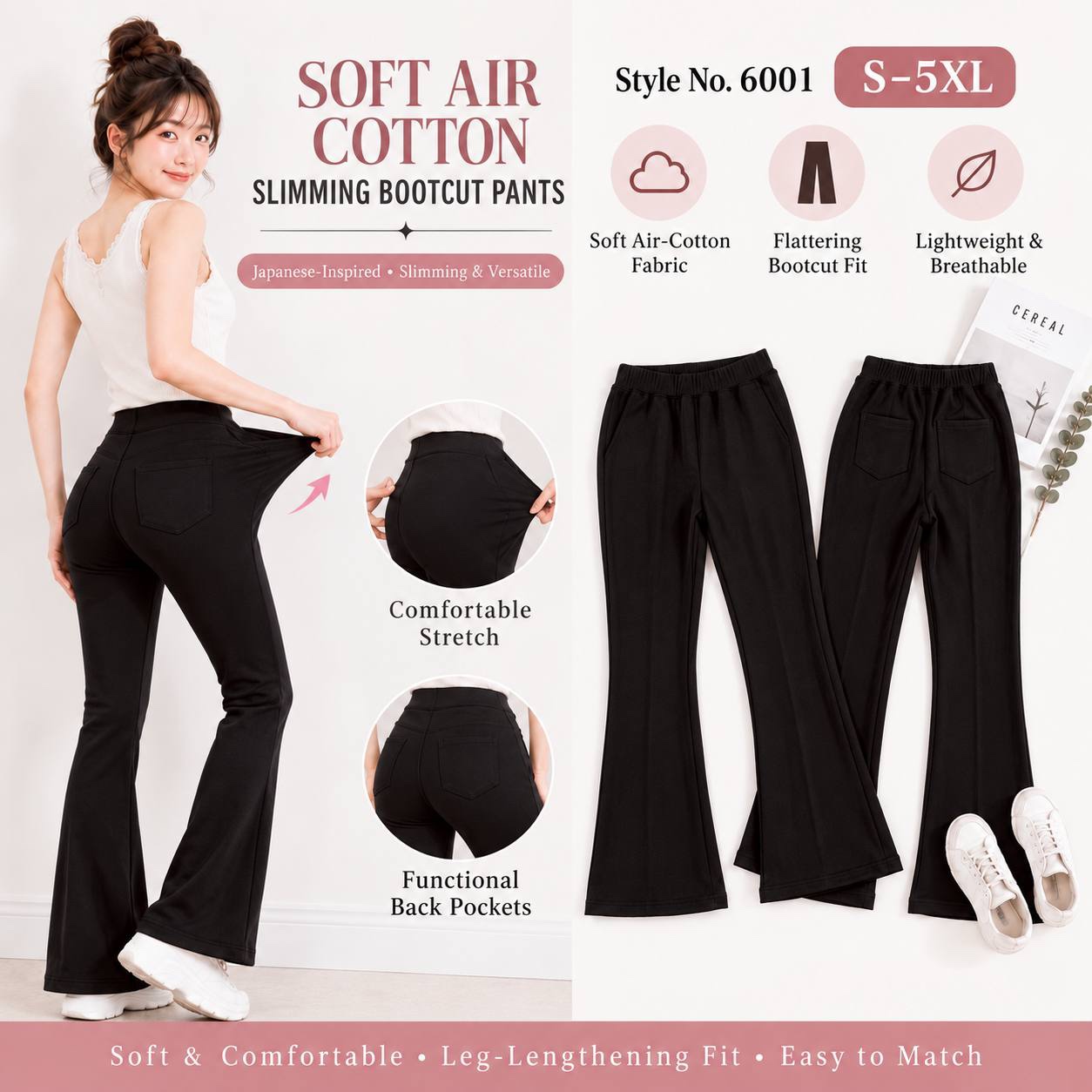 Lana Parallel Super Slim Fit Japan Cotton Pants | Plus Size Pants