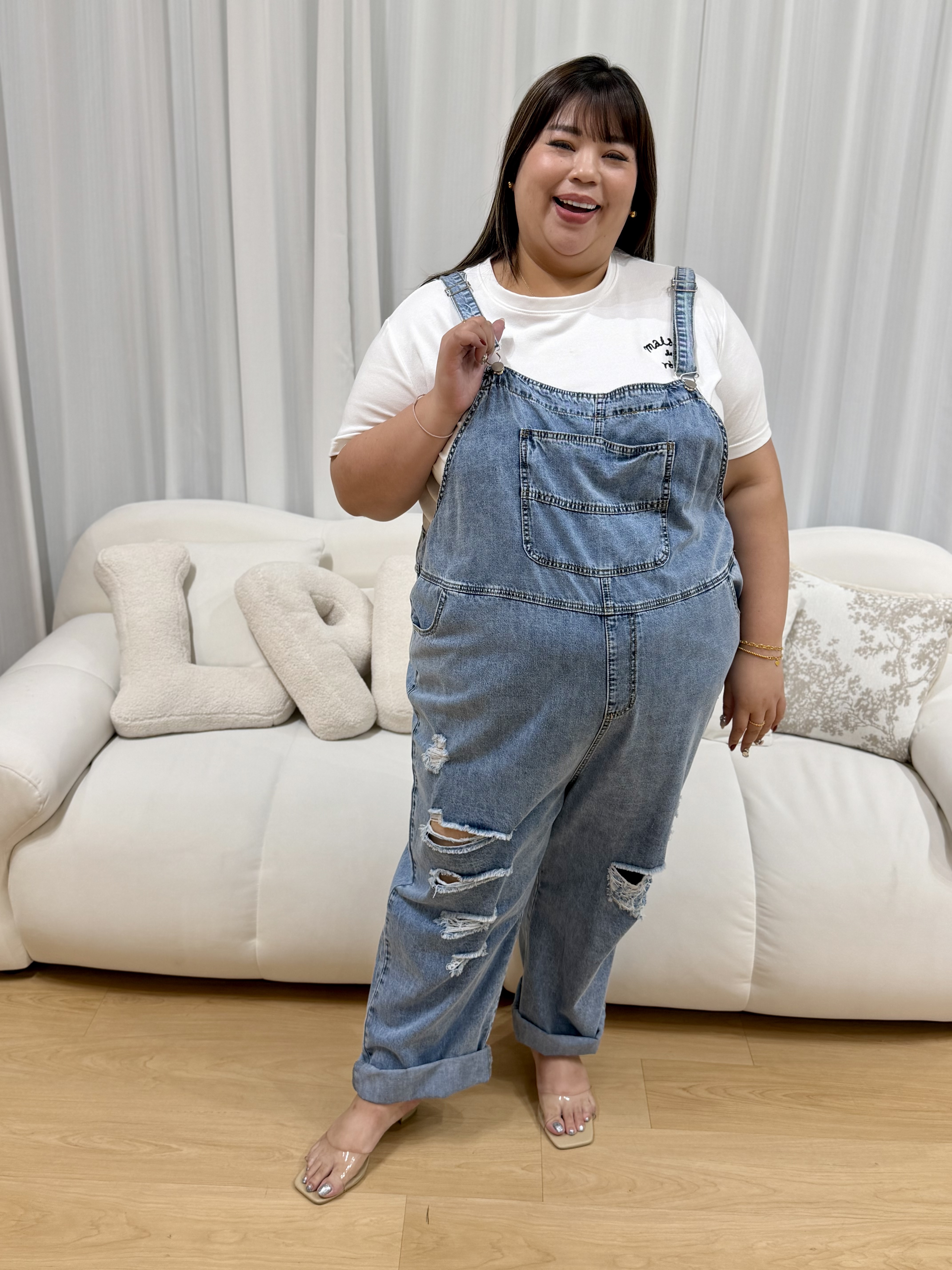 Love+ Pazu Soft Denim Ripped Dungaree | Plus Size Jeans Dungaree