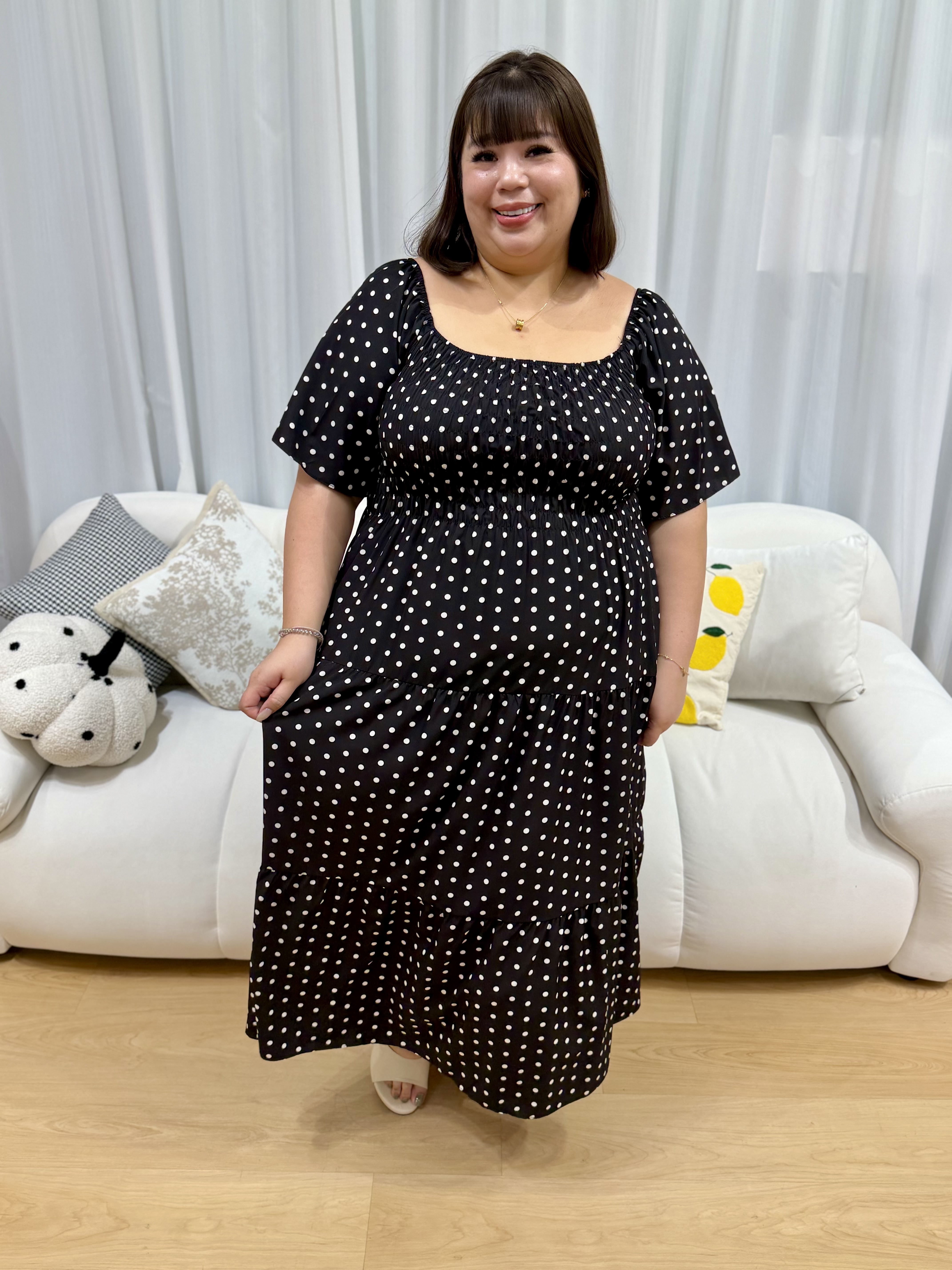 Love+ Silky Polka Dot Maxi Smock Dress | Plus Size Dress