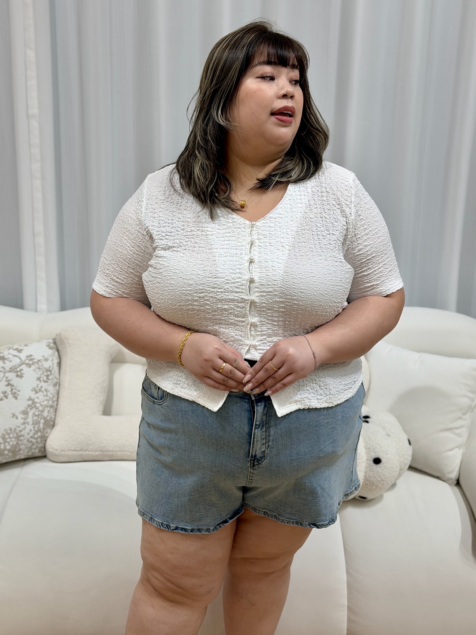 Love+ Super Soft Denim Ribbon Shorts