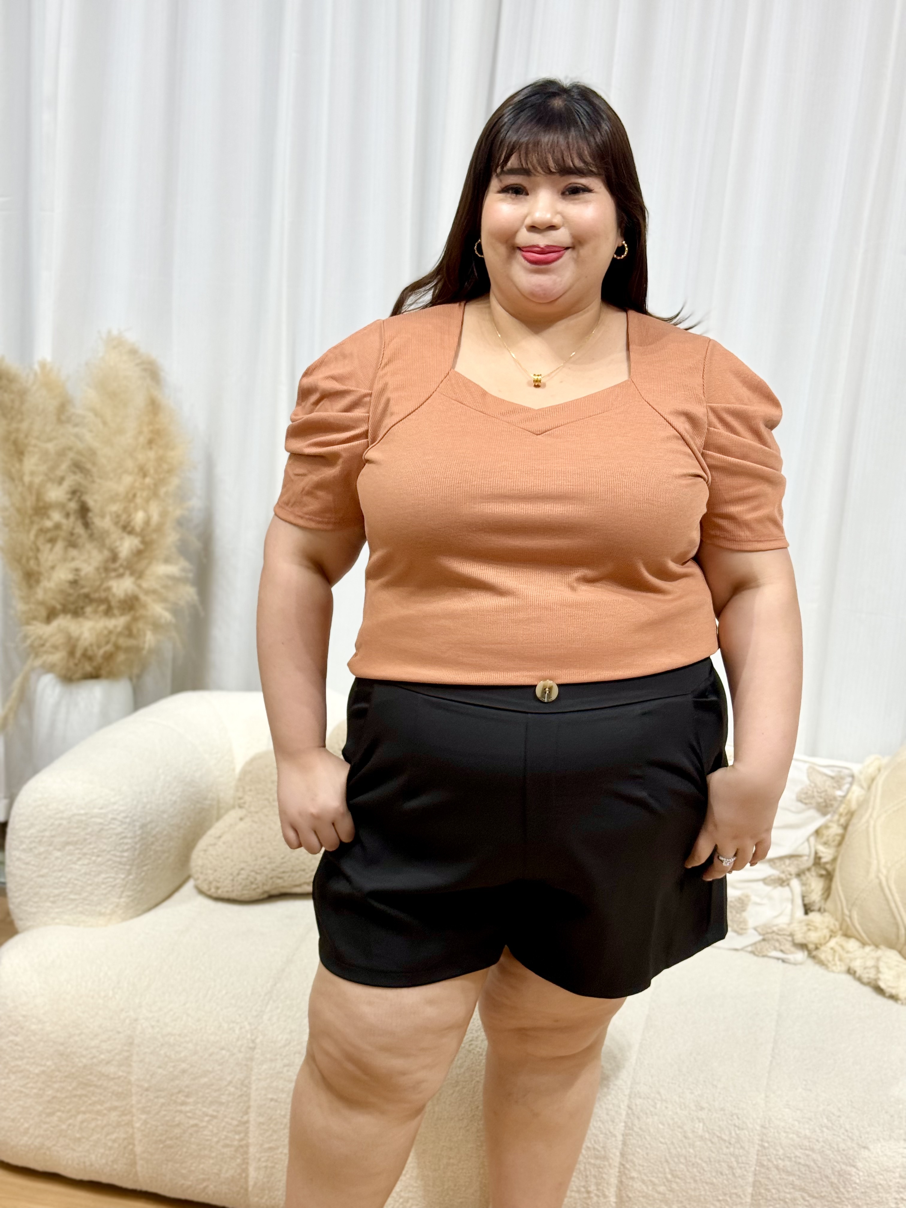 Brown V Ripped Top | Plus Size Top