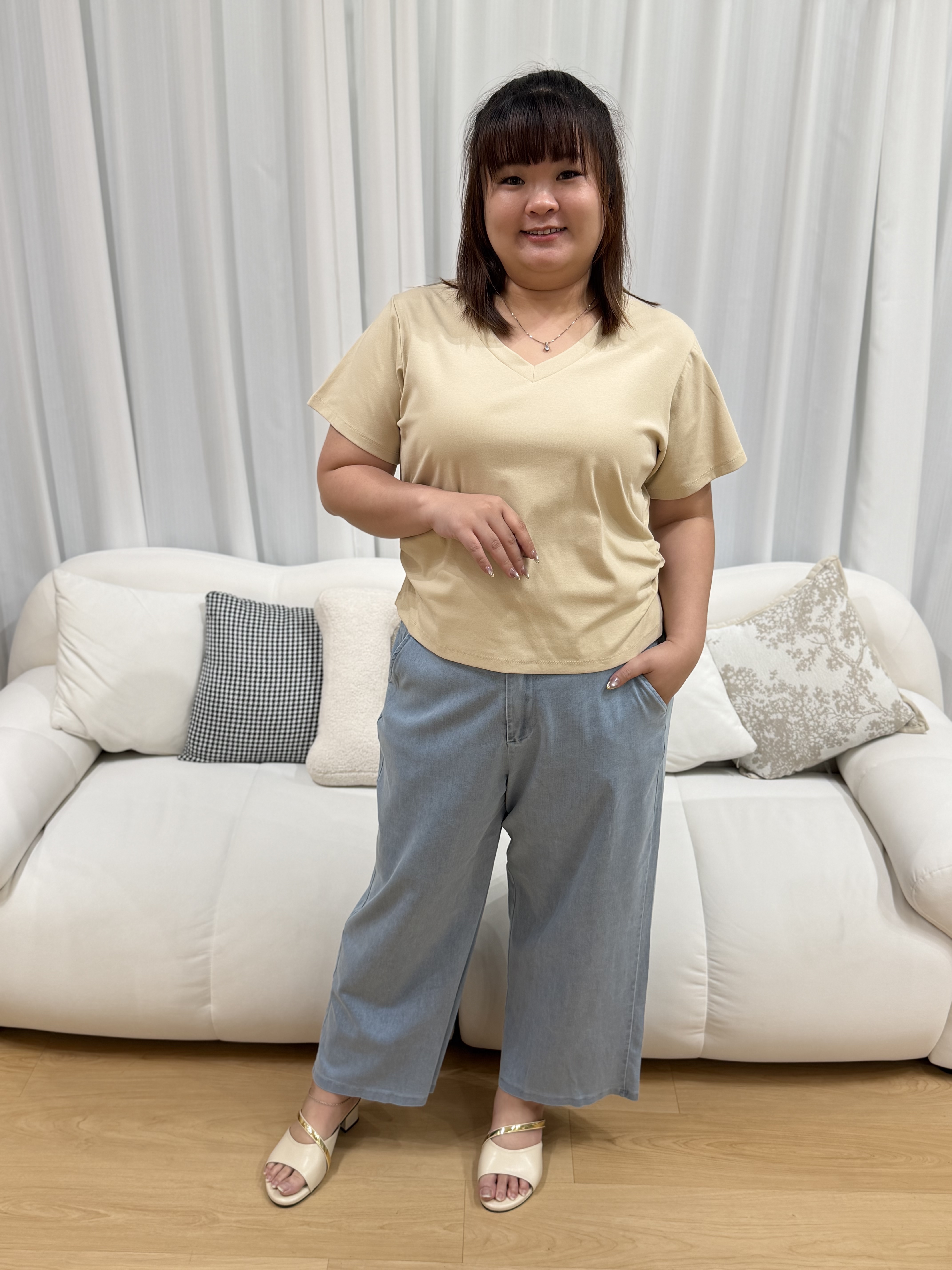 Everyday V Neck Ruching Top | Plus Size Top