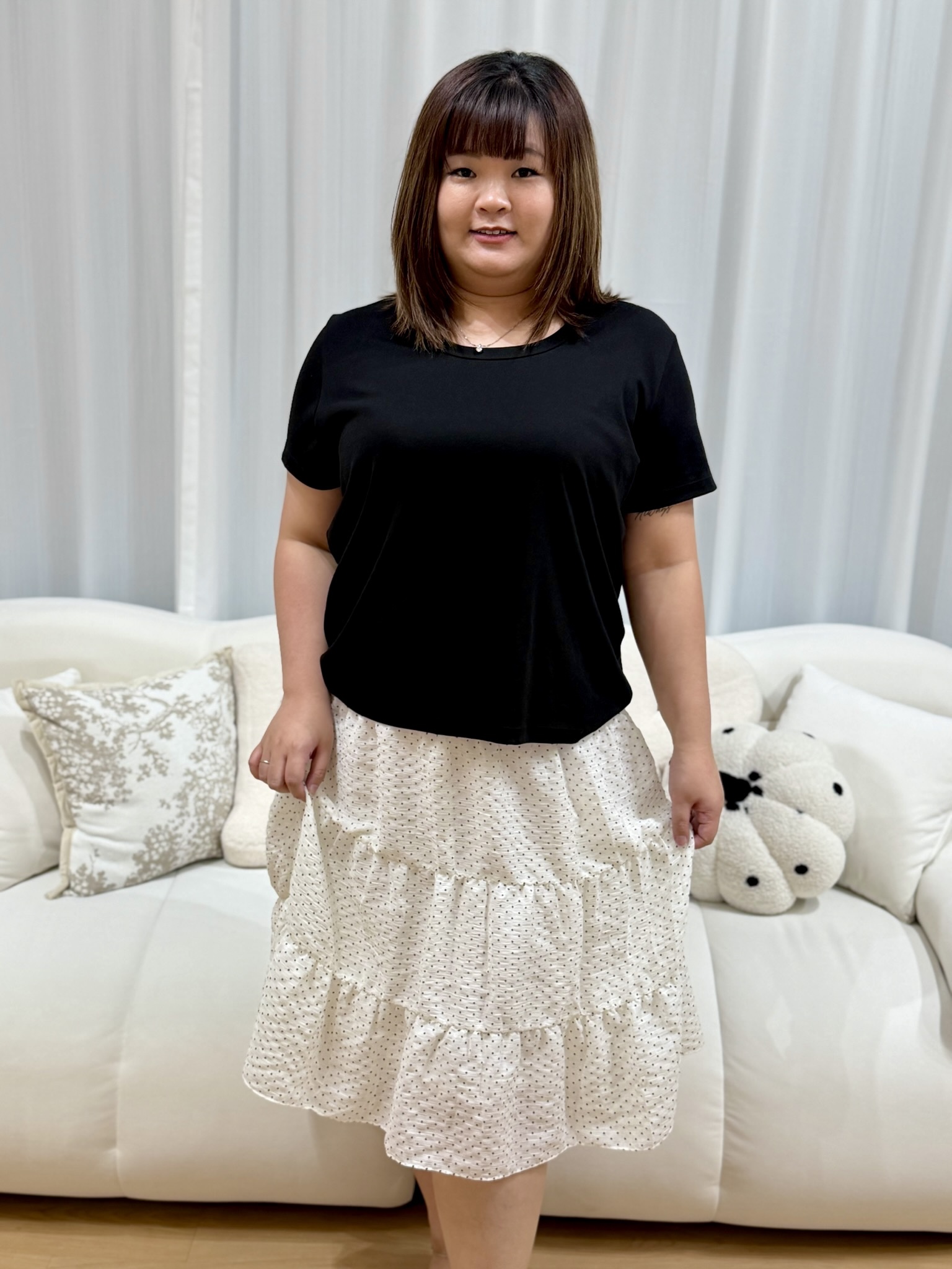 Polkadot Crepe Tulli Skirt | Plus Size Skirt