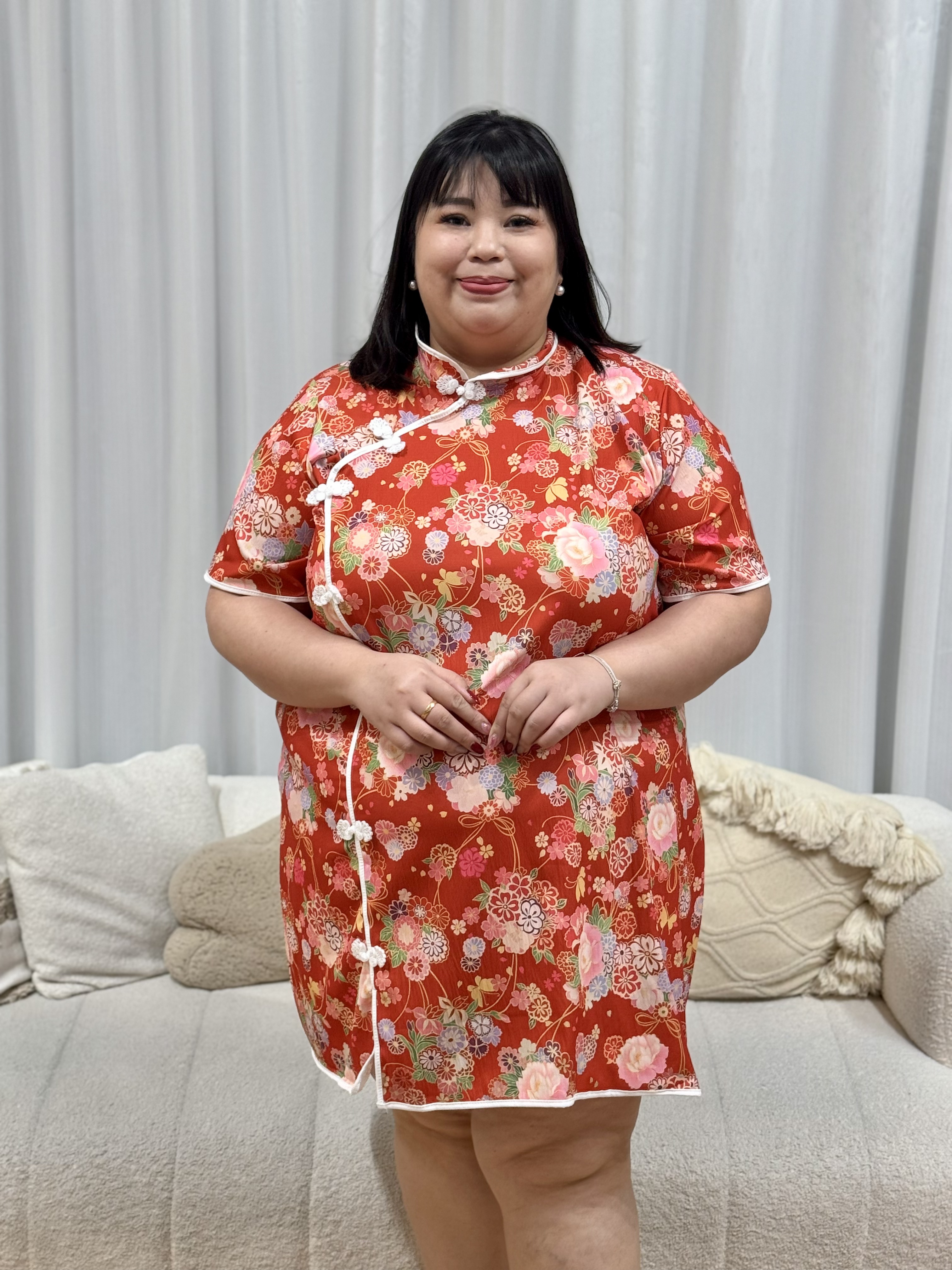 Kimono Floral Qipao Dress | Plus Size Dress