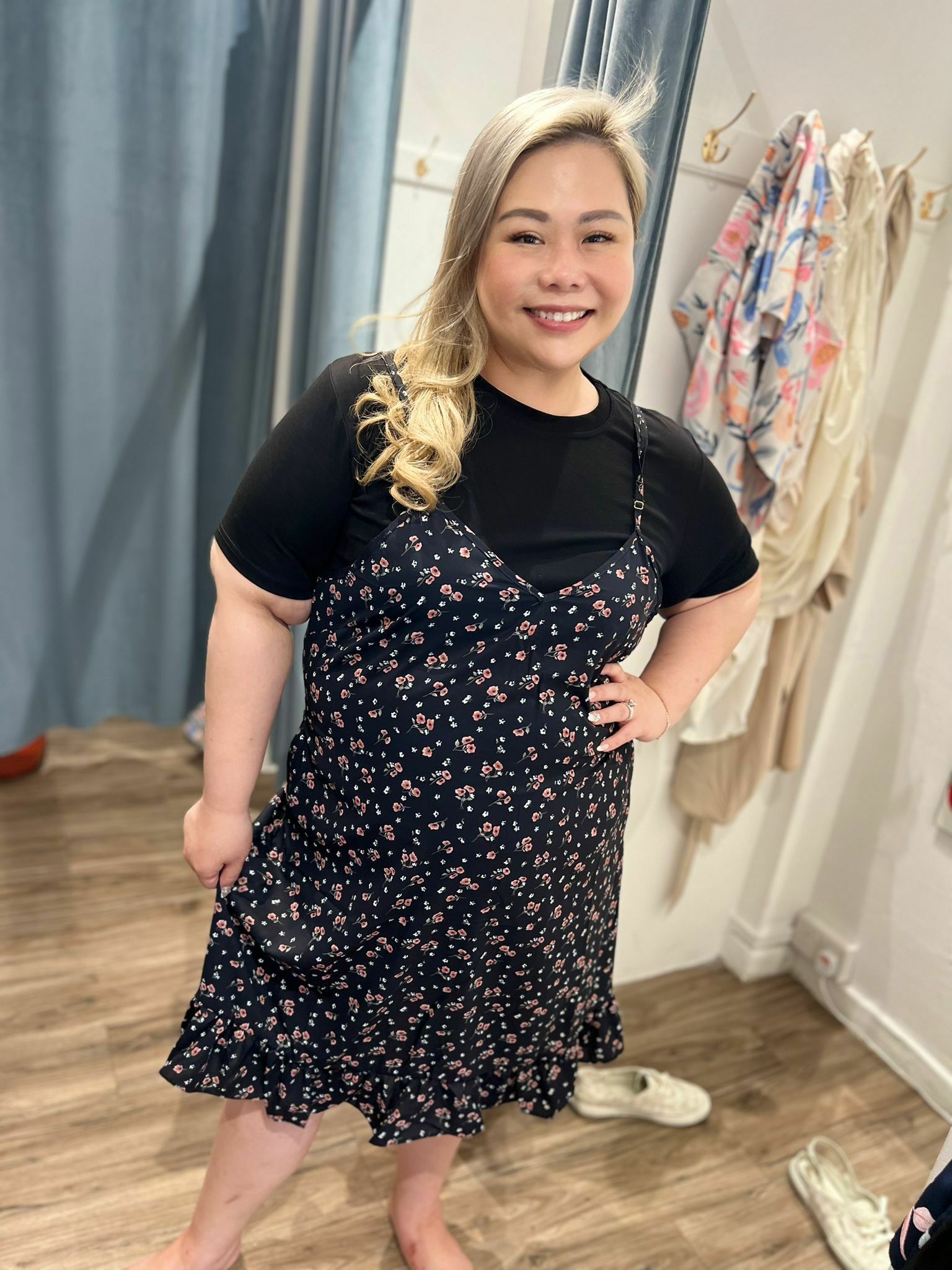 Love+ Sophia Black Floral  2-Pc Set Dress | Plus Size Dress