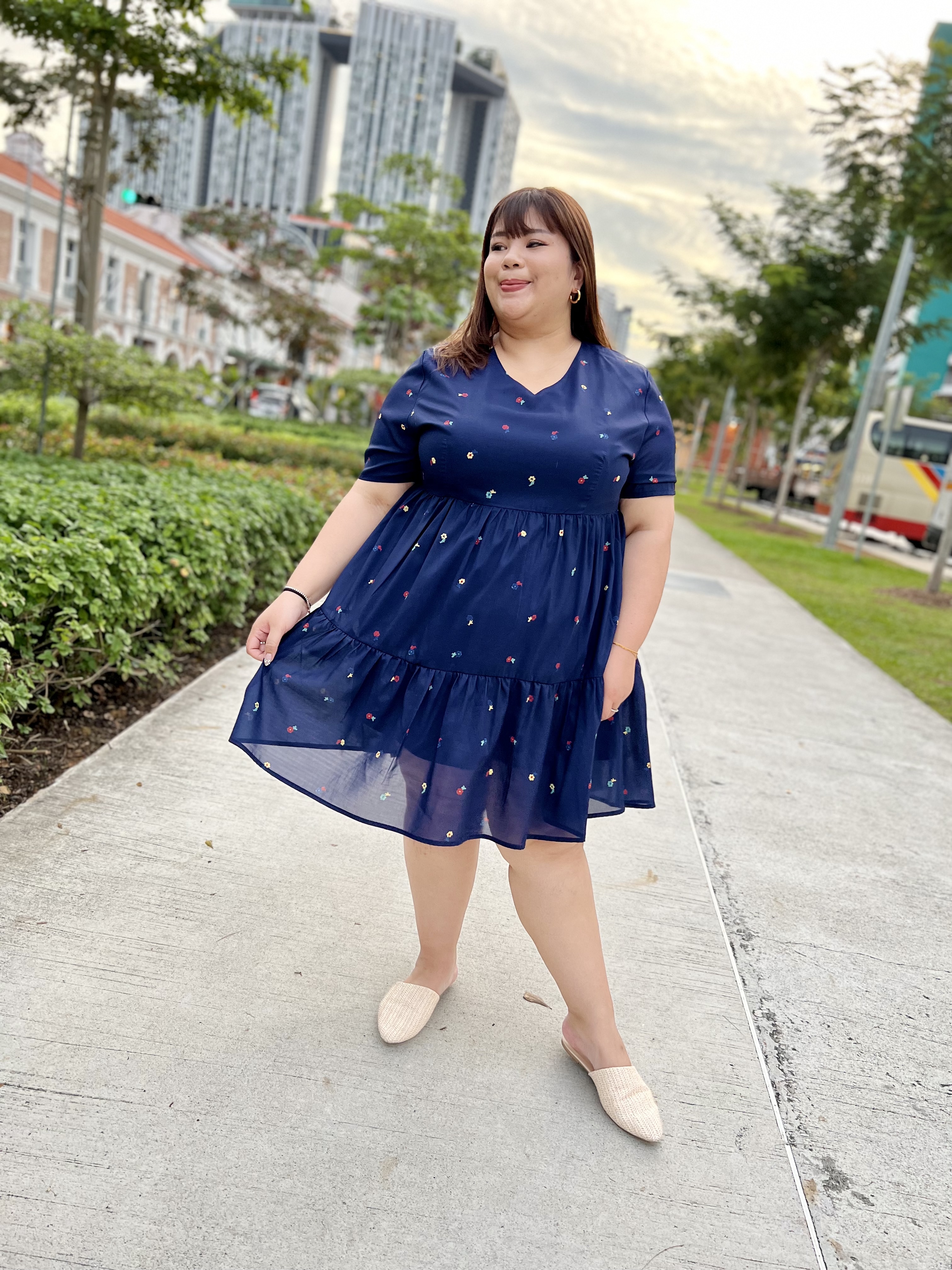 Love+ Alexia Navy Floral Babydoll Dress| Plus Size Dress