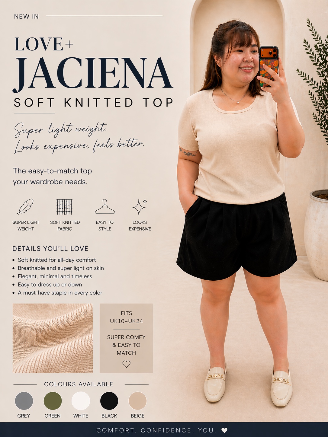 Love+ Jaciena Soft Knitted Top | Plus Size Knitted Top