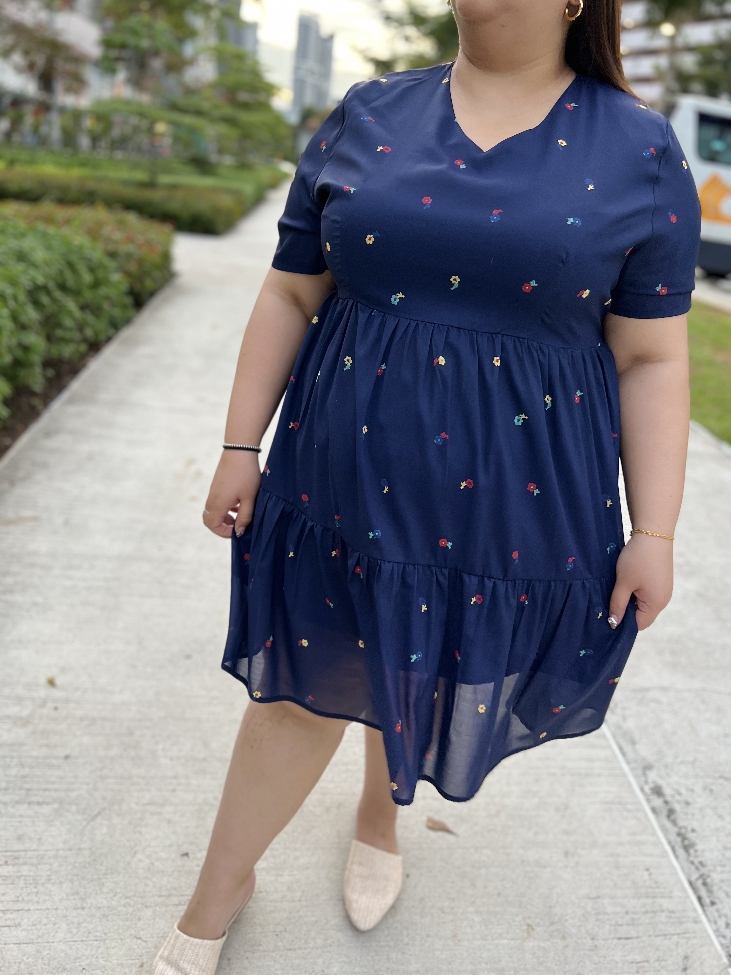 Love+ Alexia Navy Floral Babydoll Dress| Plus Size Dress