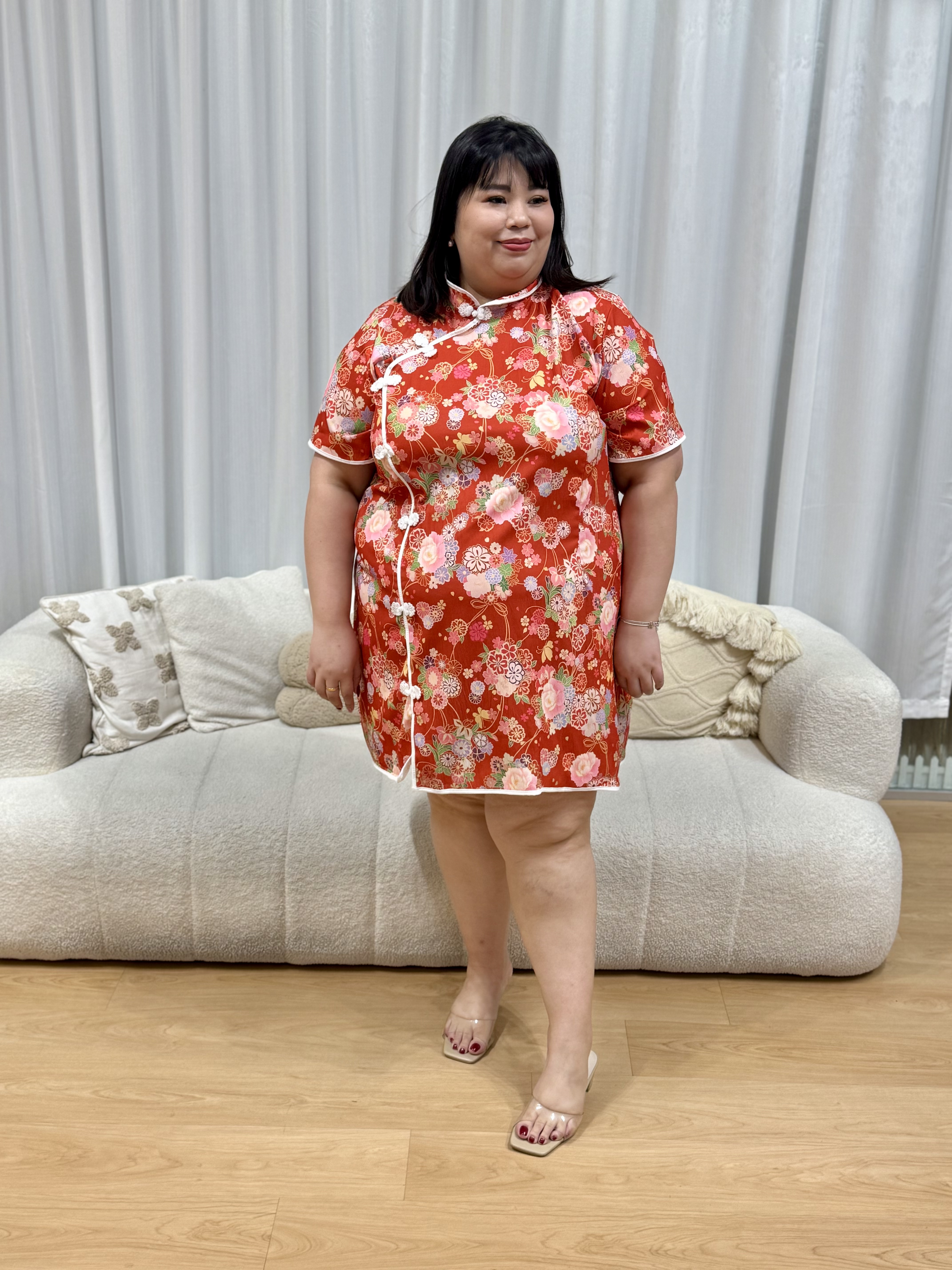 Kimono Floral Qipao Dress | Plus Size Dress