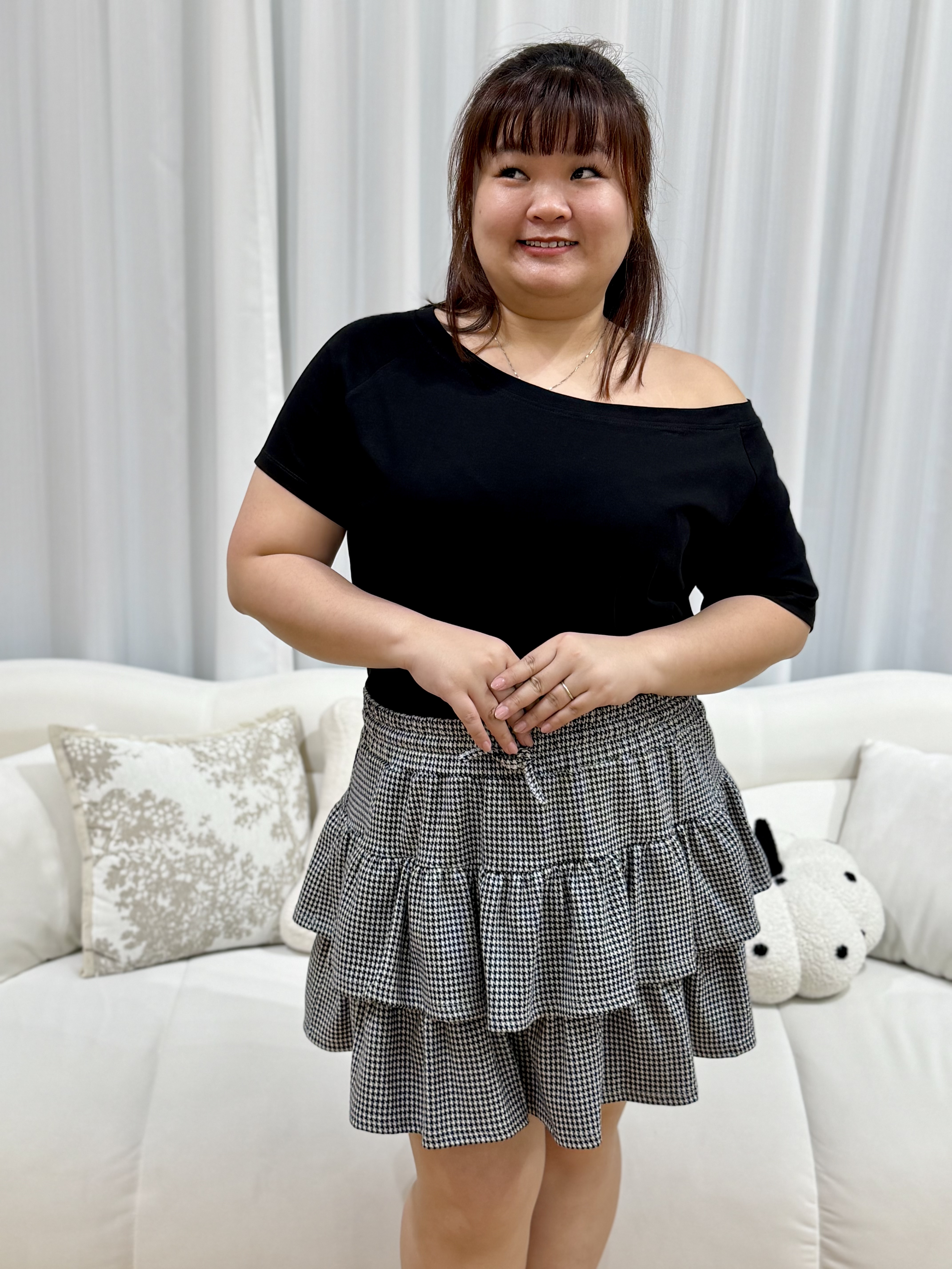 Amie Houndstooth Tier Skirt | Plus Size Skirt