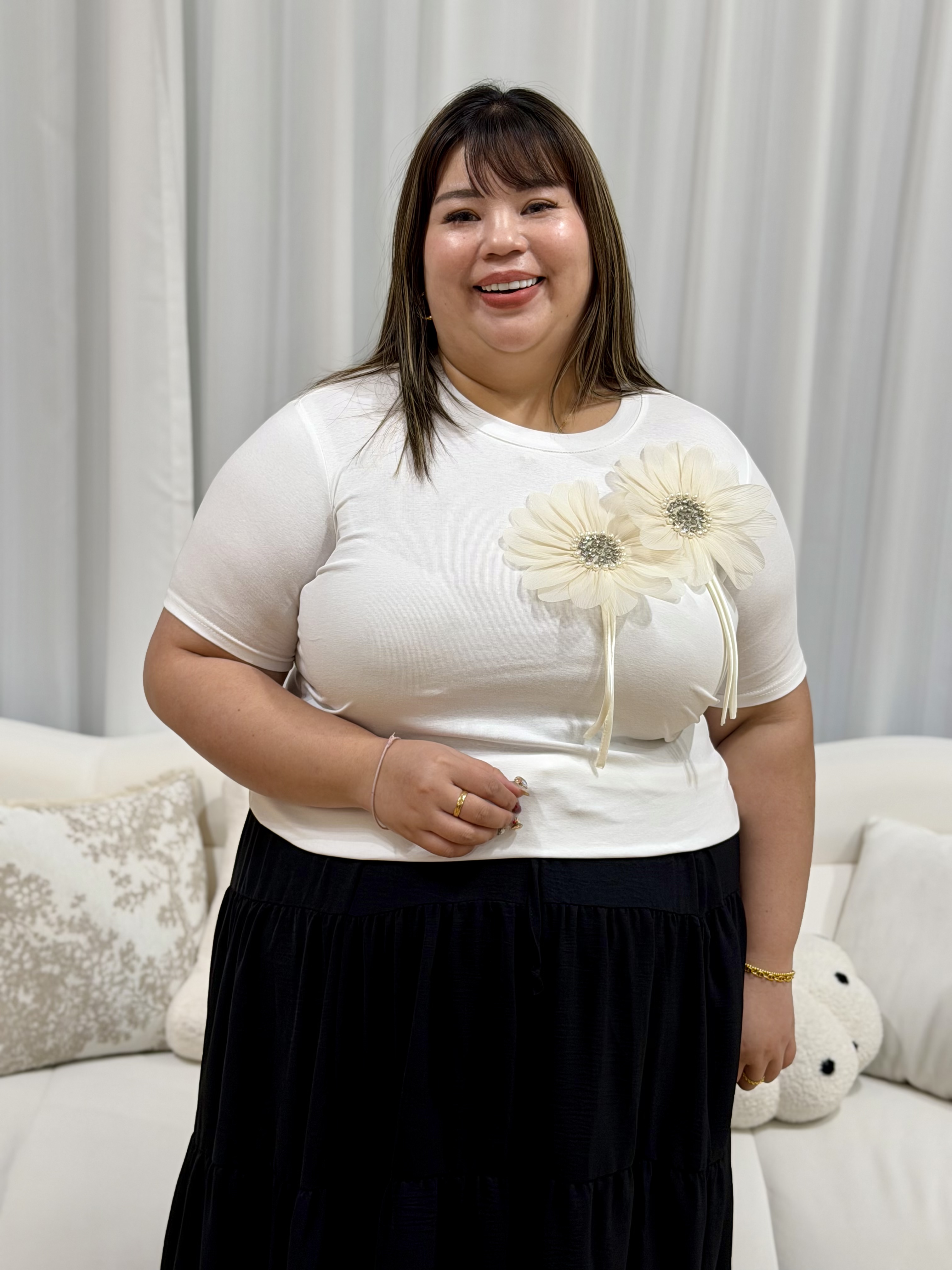 Blooming Chiffon Flower Top | Plus Size Top