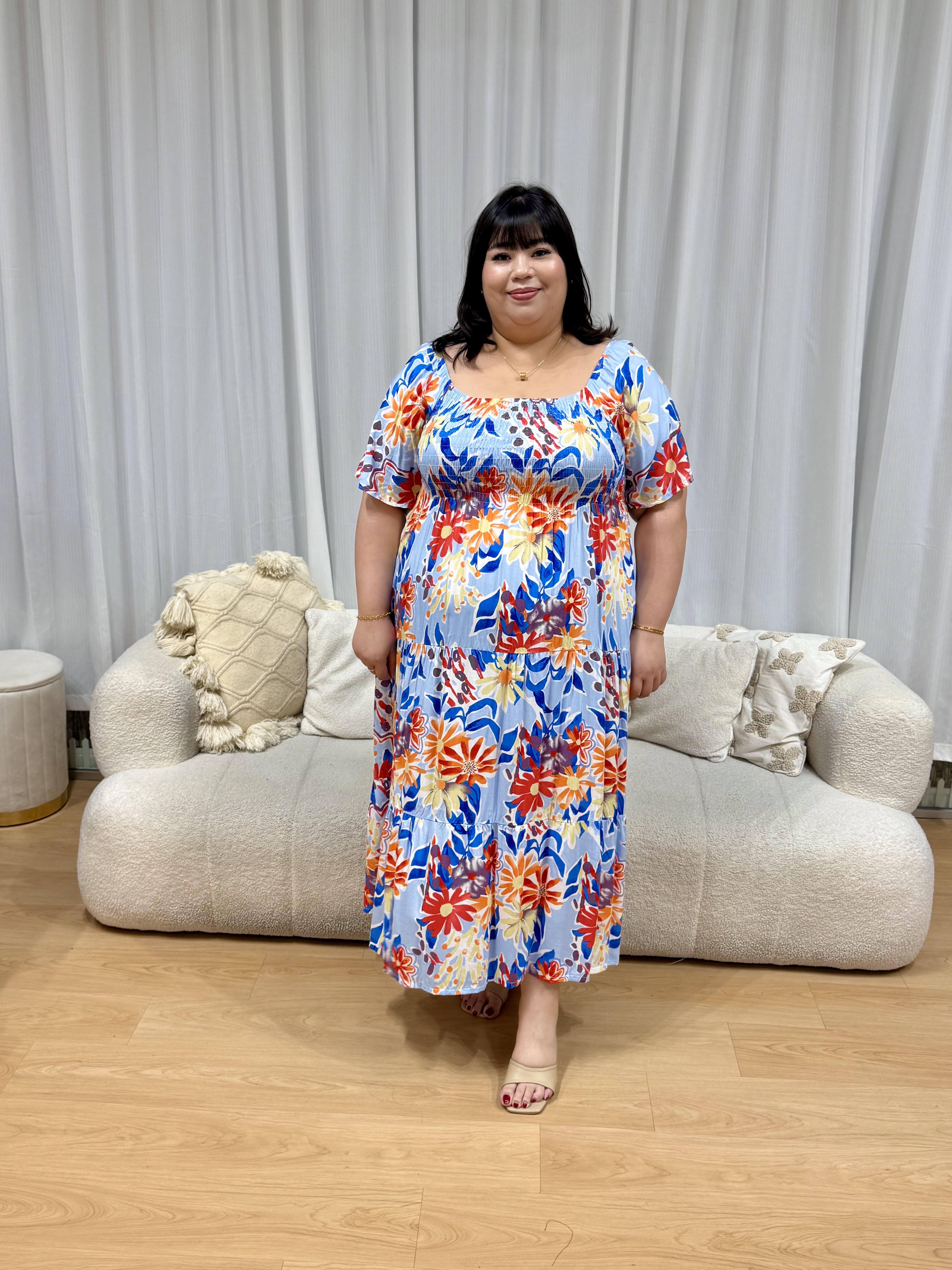 Hanna Hawaii Rayon Smock Maxi Dress | Plus Size Dress