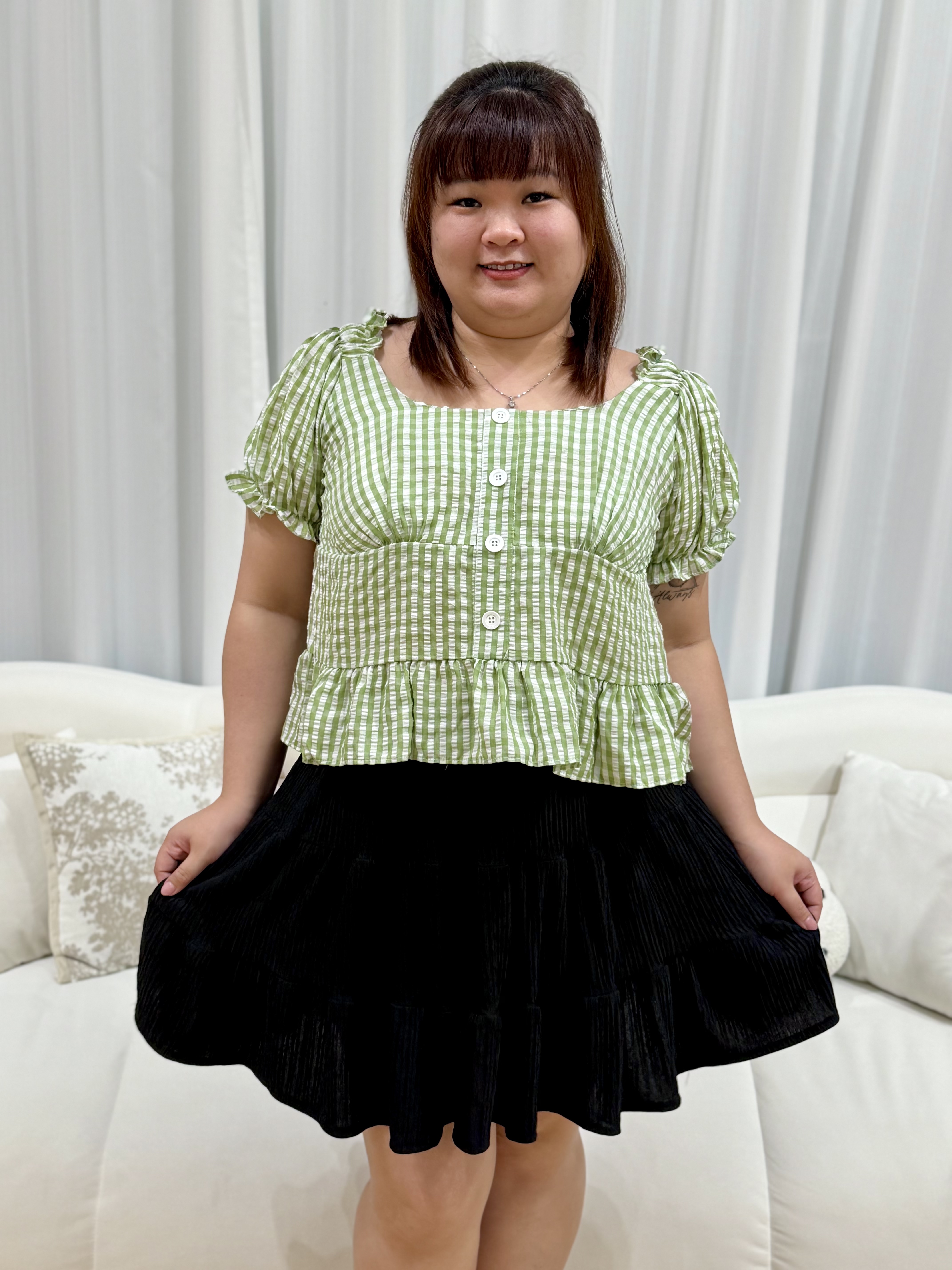 Jayciian Crepe Checkered Top | Plus Size Top