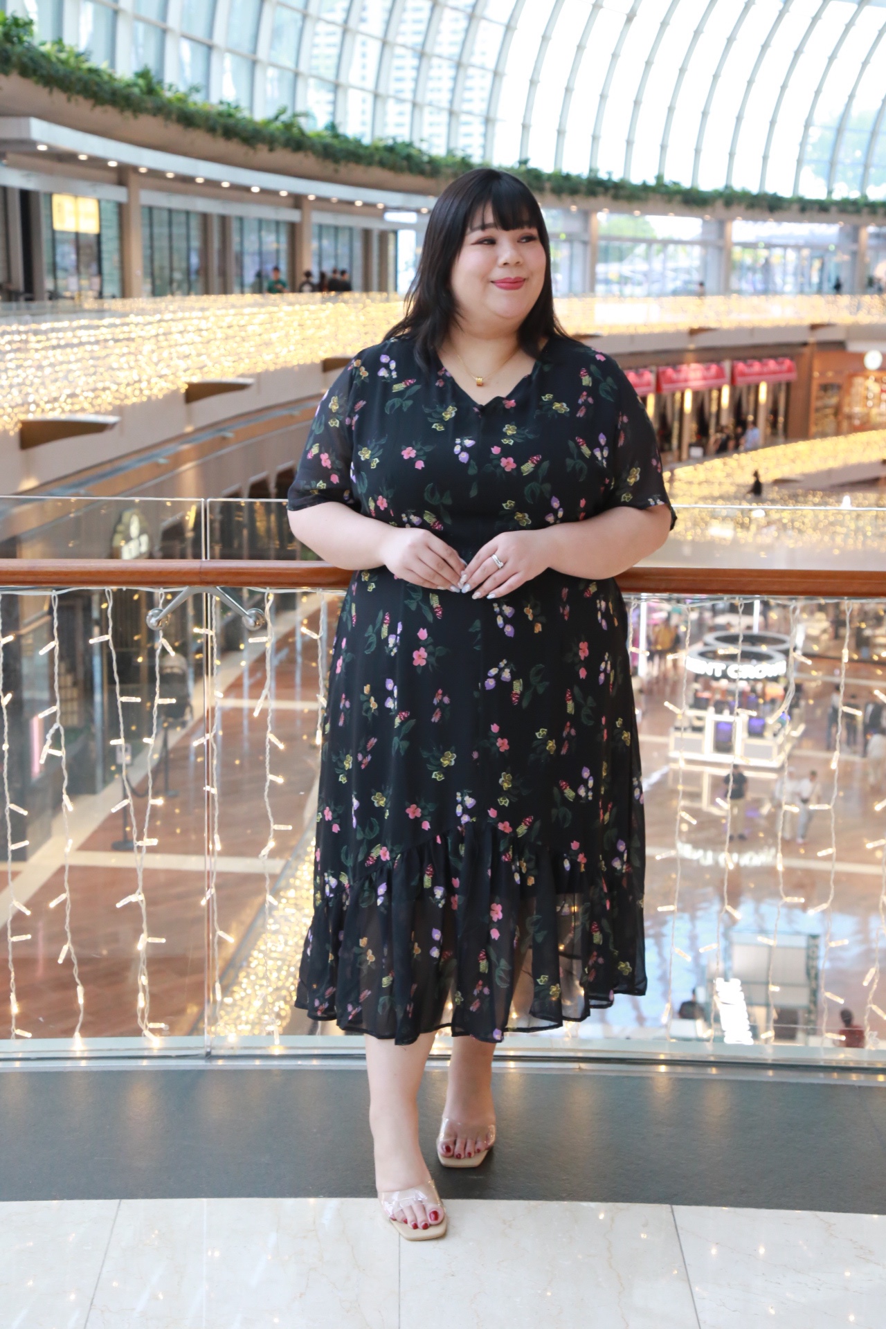 Love+ Alynna Chiffon Black Floral Dress | Plus Size Dress