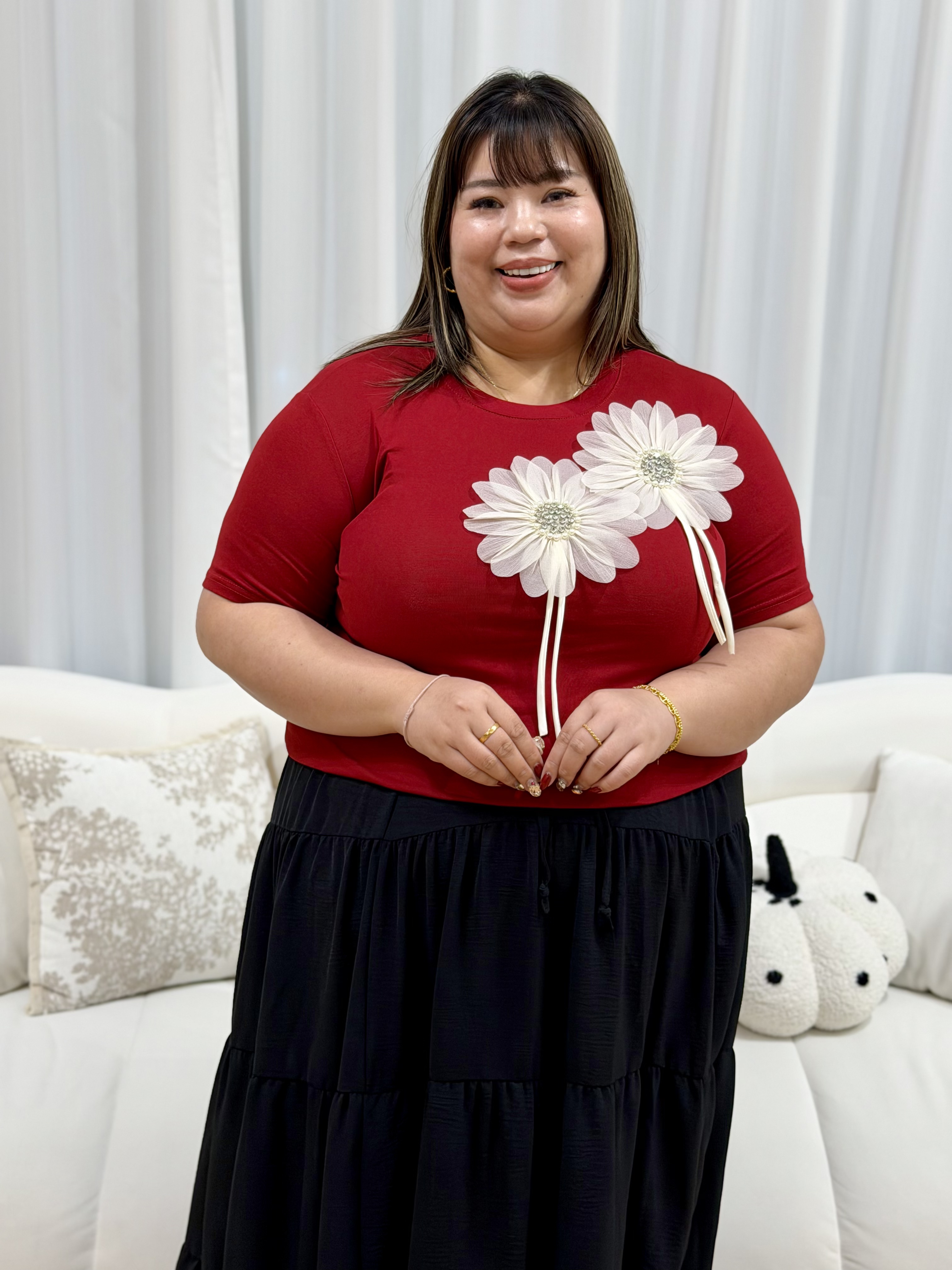 Blooming Chiffon Flower Top | Plus Size Top