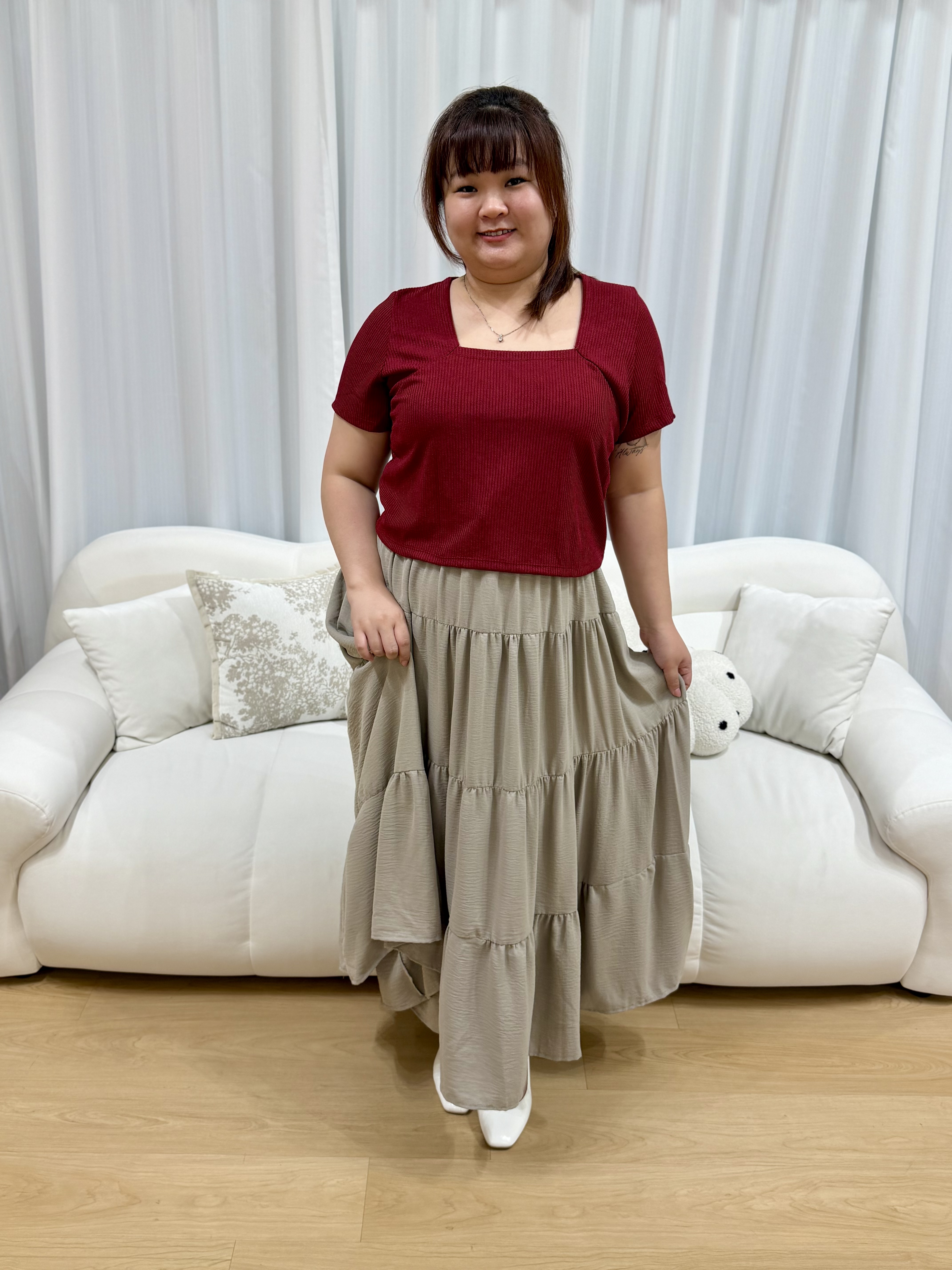 Jodie Flowy Tier Maxi Skirt | Plus Size Maxi Skirt