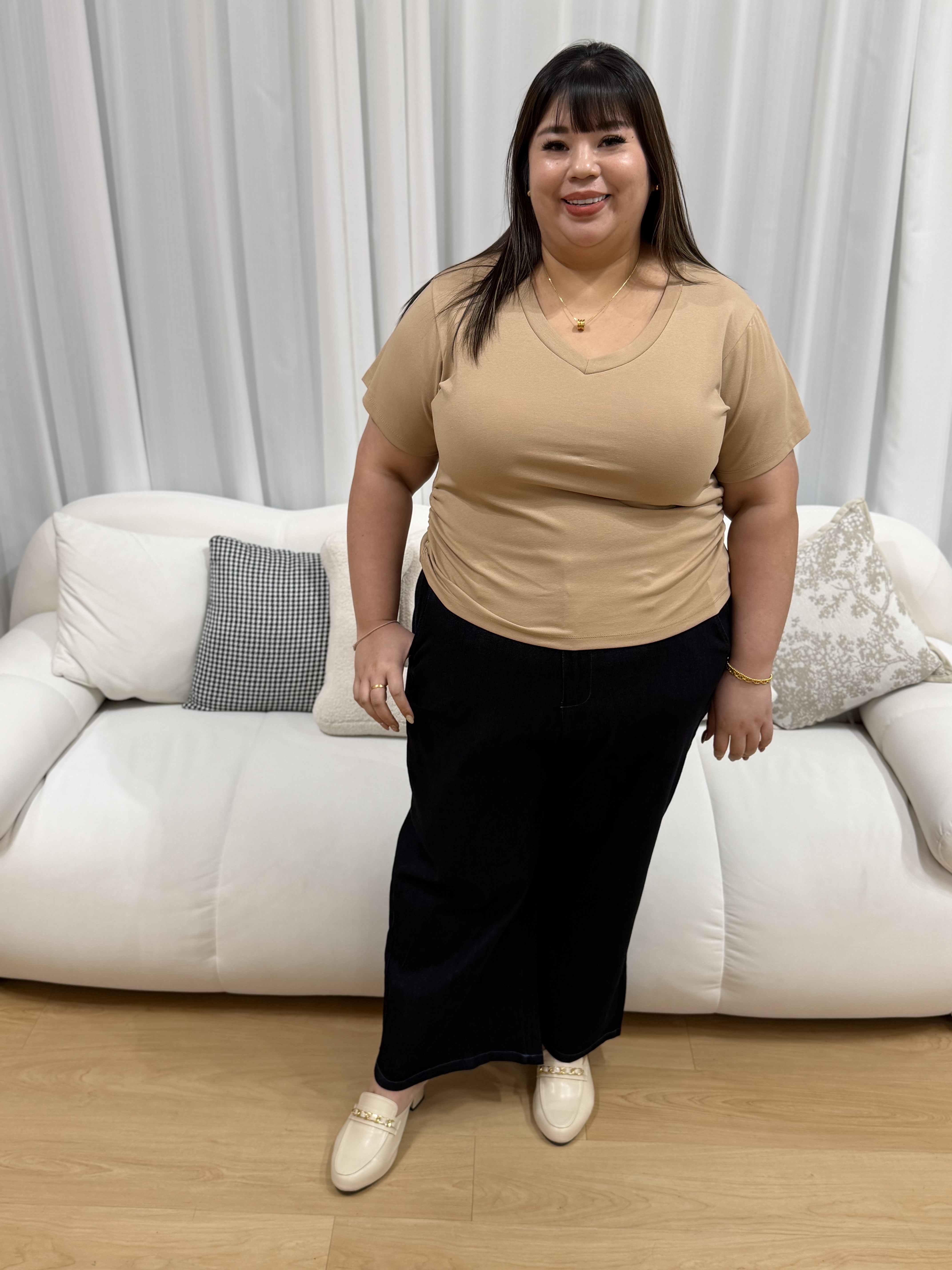 Everyday V Neck Ruching Top | Plus Size Top