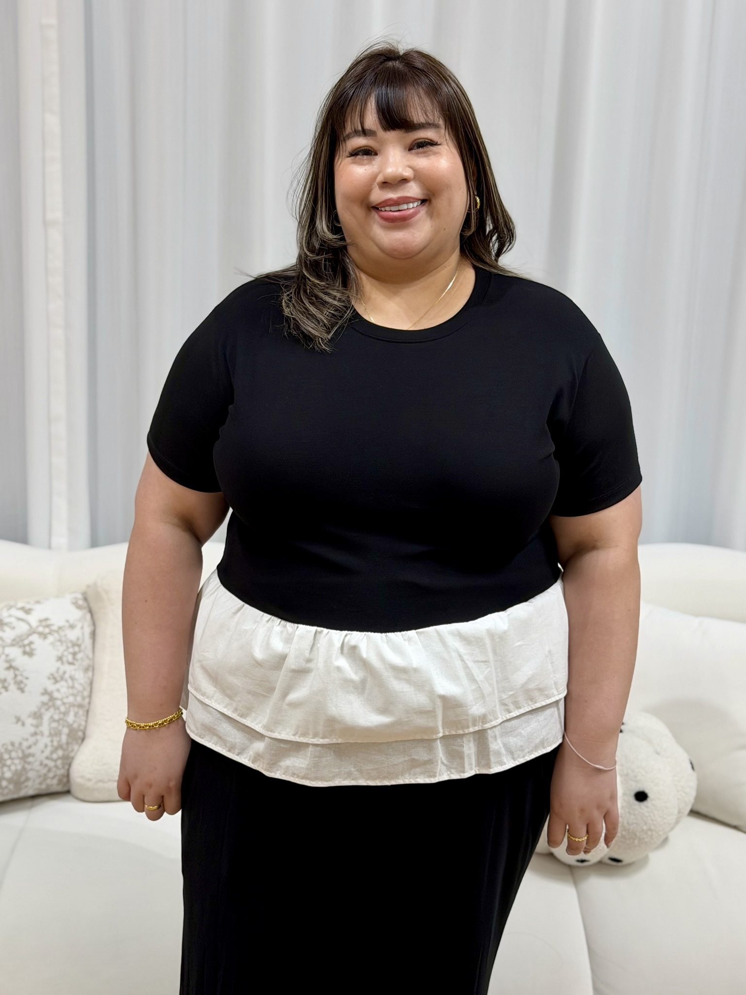 Black White Peplum Top | Plus Size Top