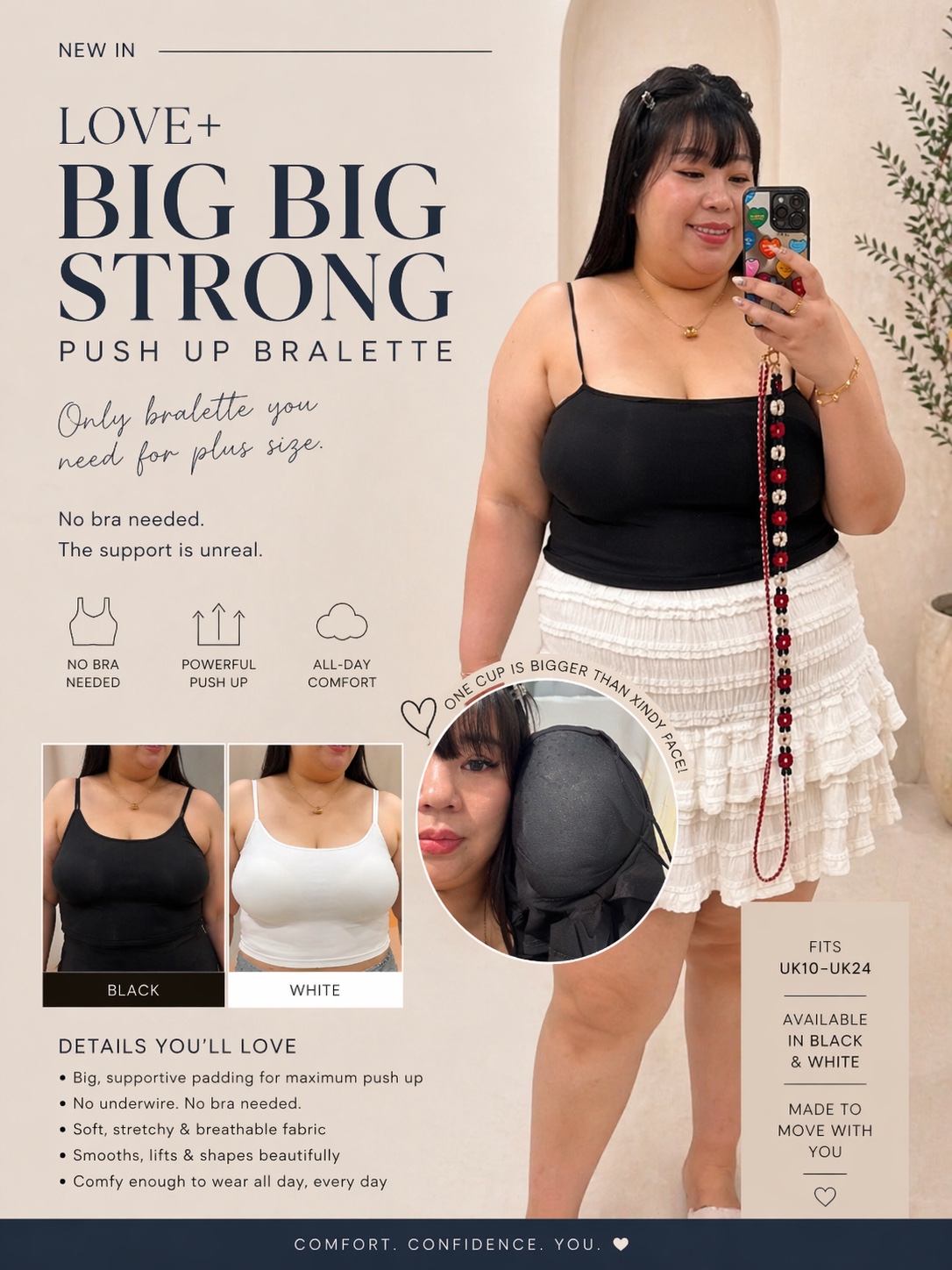 Taiwan Big Big Strong Support Push Bralette