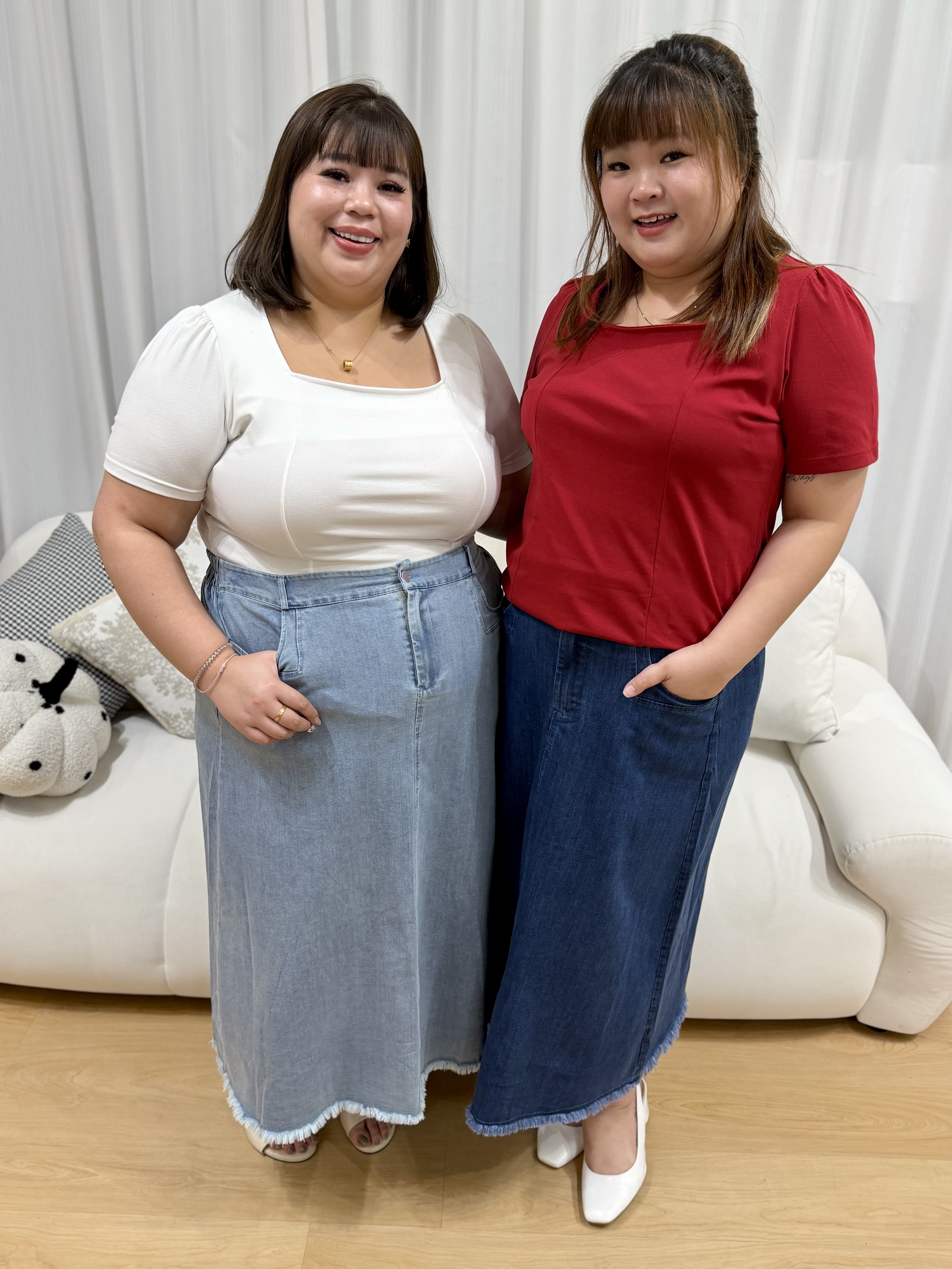 Love+ Jisuyo Frey Denim Skirt #1862 | Plus Size Skirt