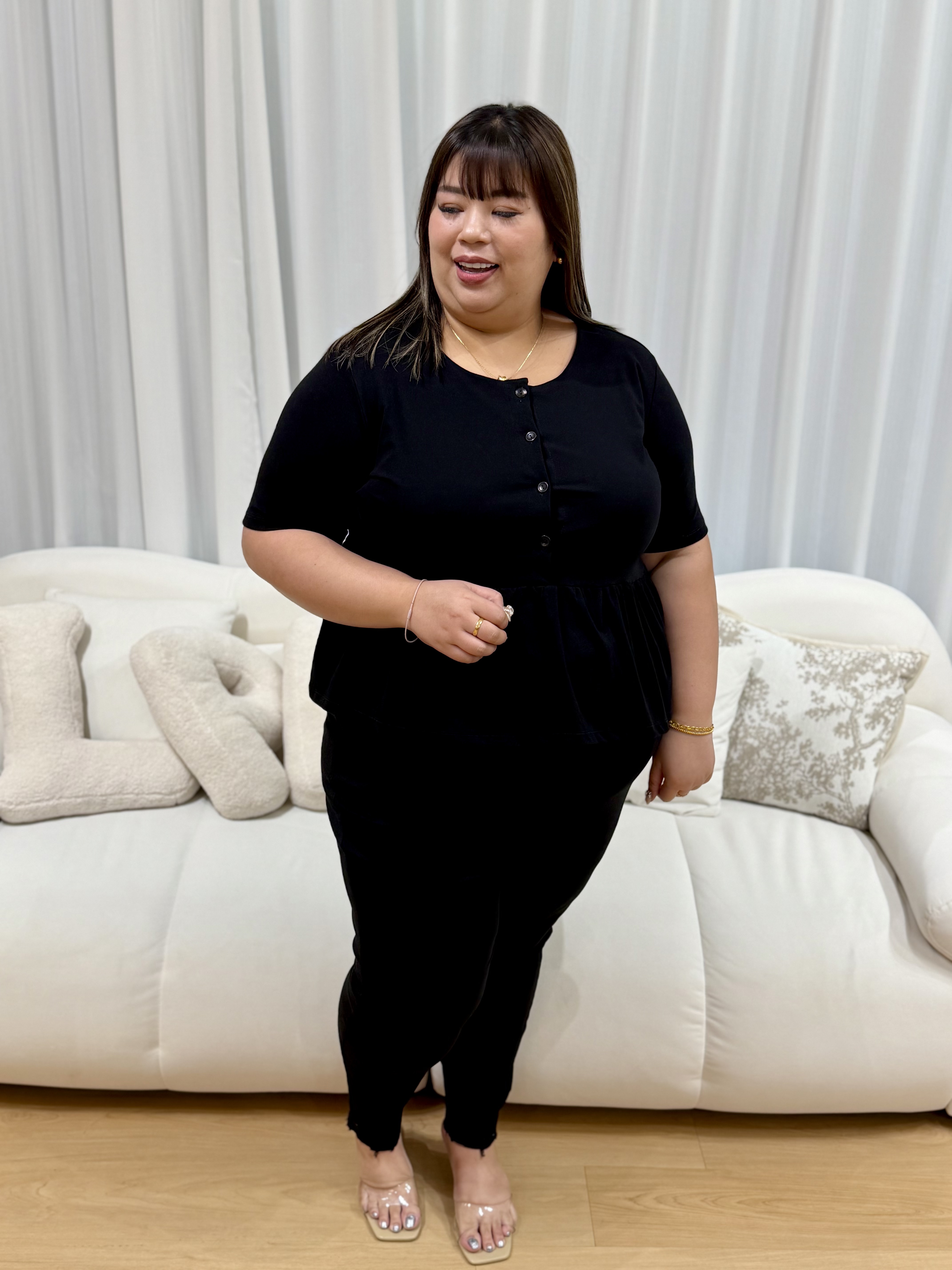 Kathleen Premium Pelplum Cotton Top | Plus Size Top