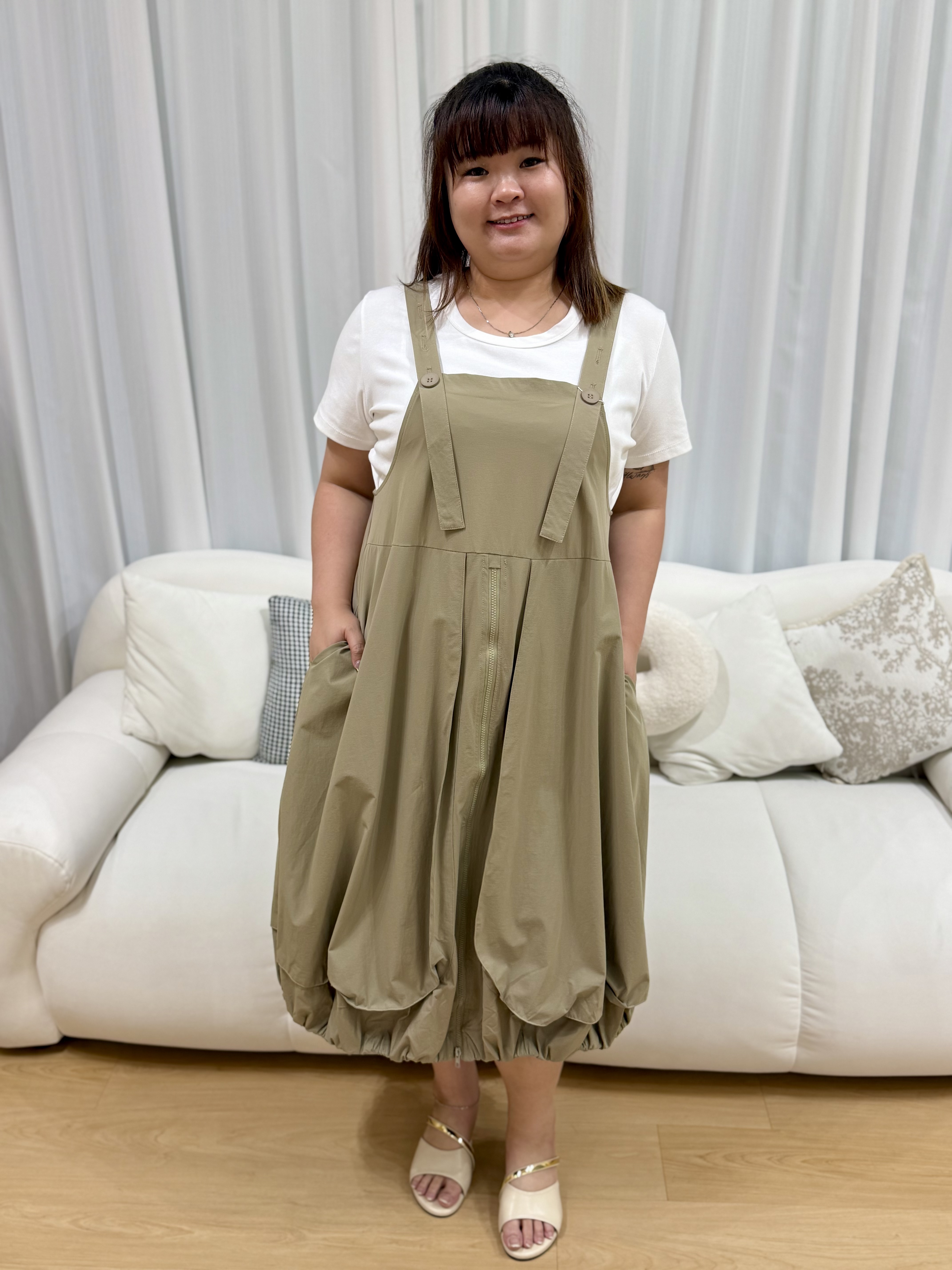 Bubble Zipper Parachute Pinafore Dress | Plus Size Pinafore Dress