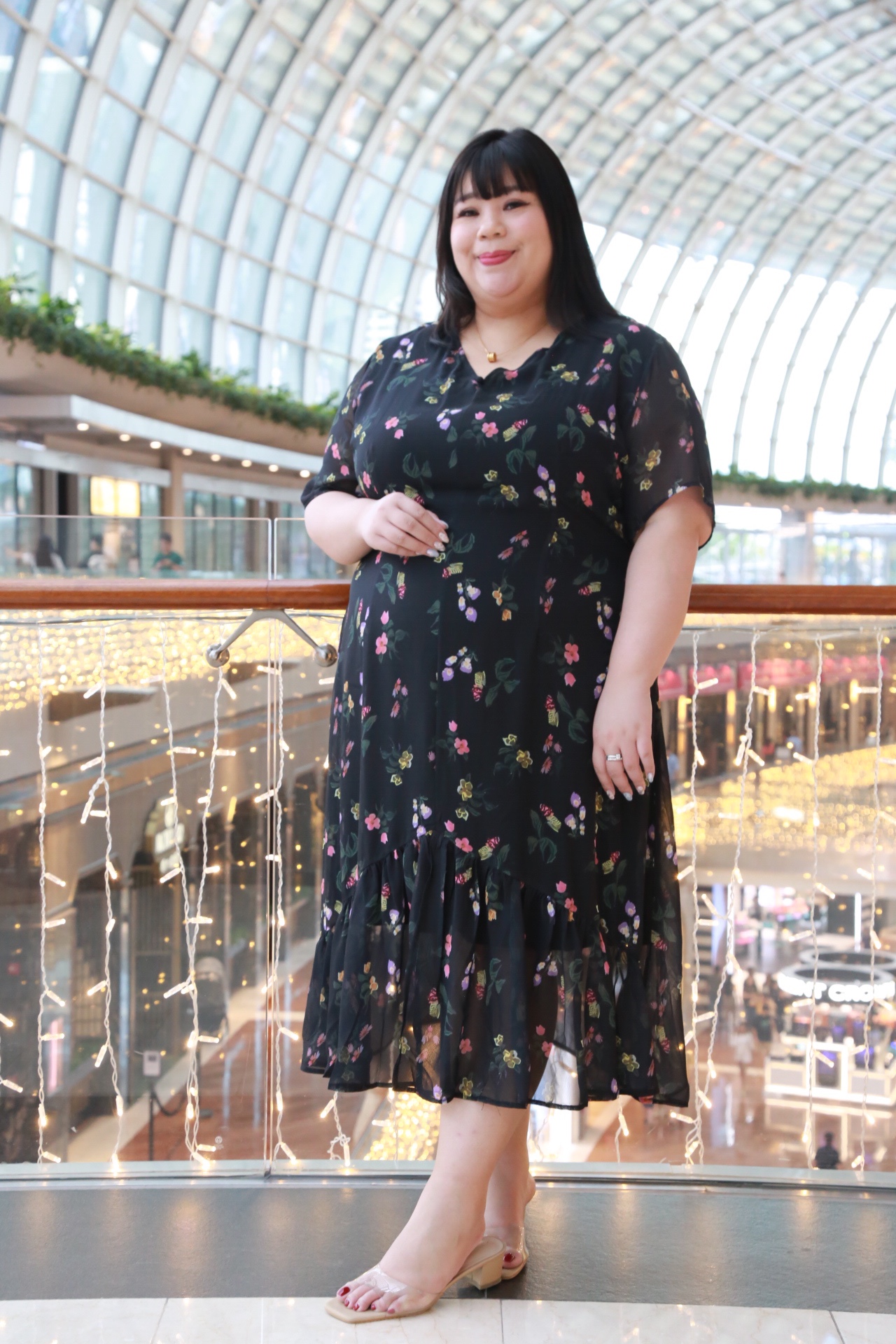 Love+ Alynna Chiffon Black Floral Dress | Plus Size Dress
