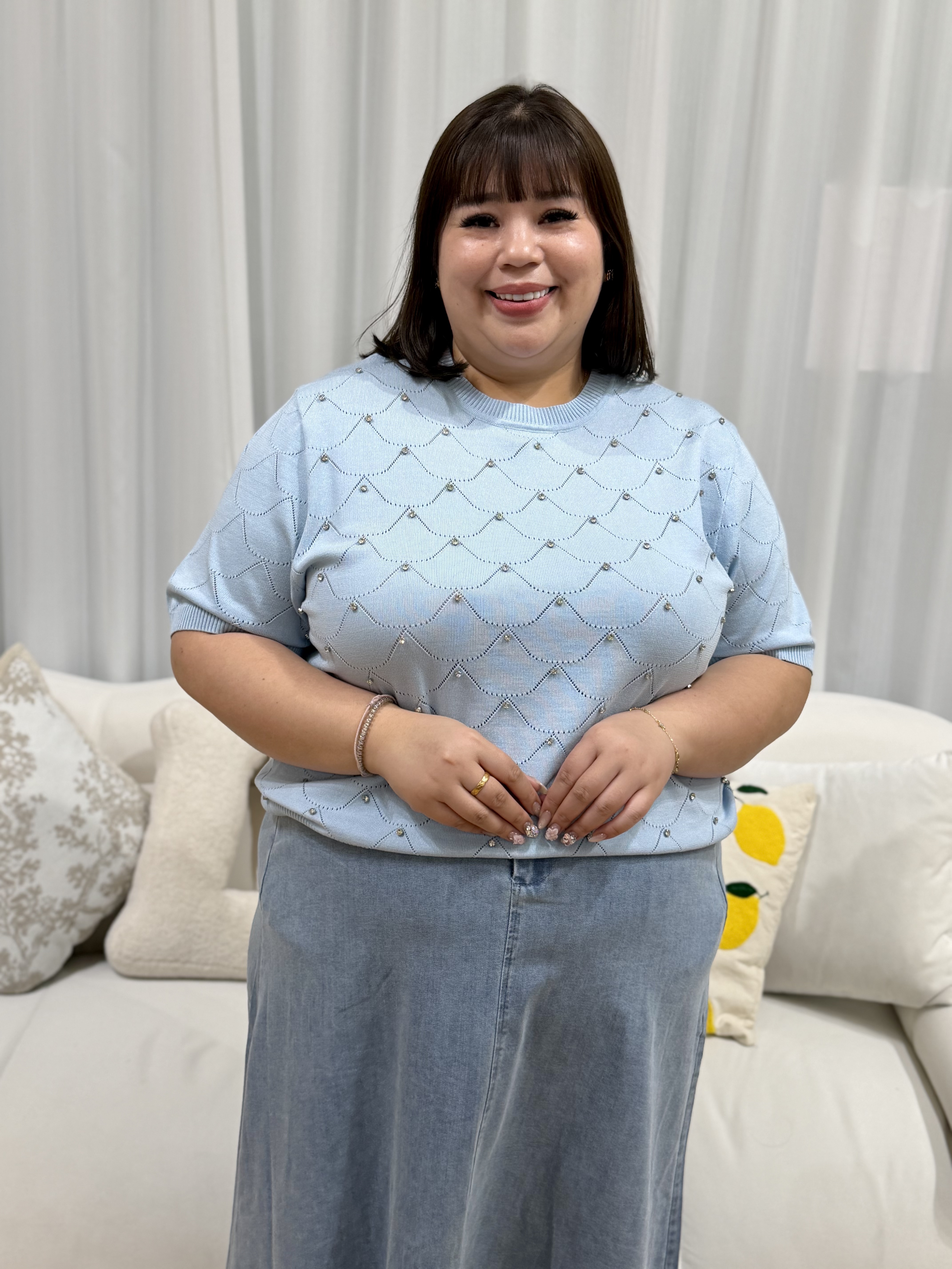 Diamond Studs Soft Knit Top | Plus Size Top