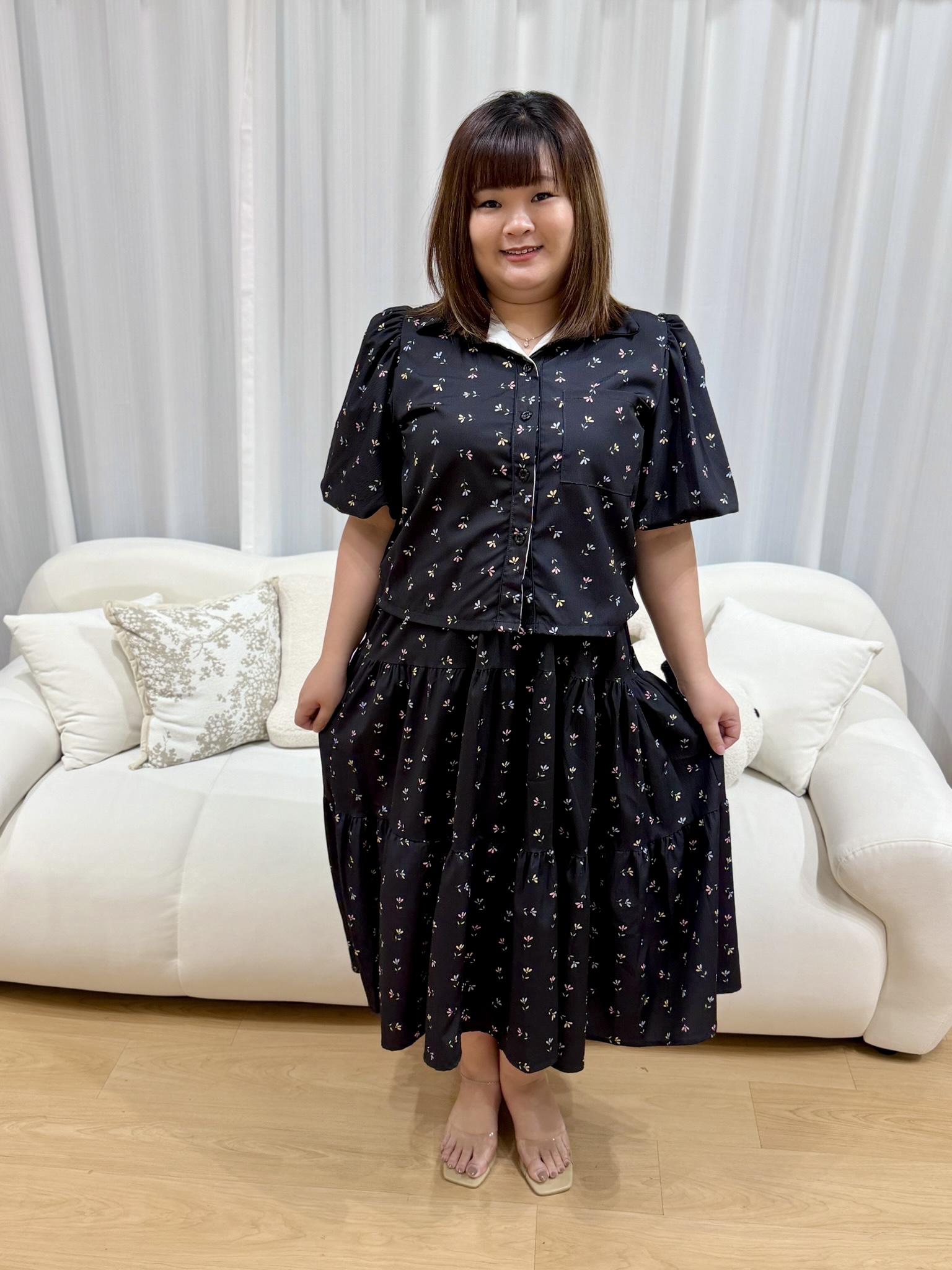 Bzu Floral Button Shirt Set | Plus Size Set