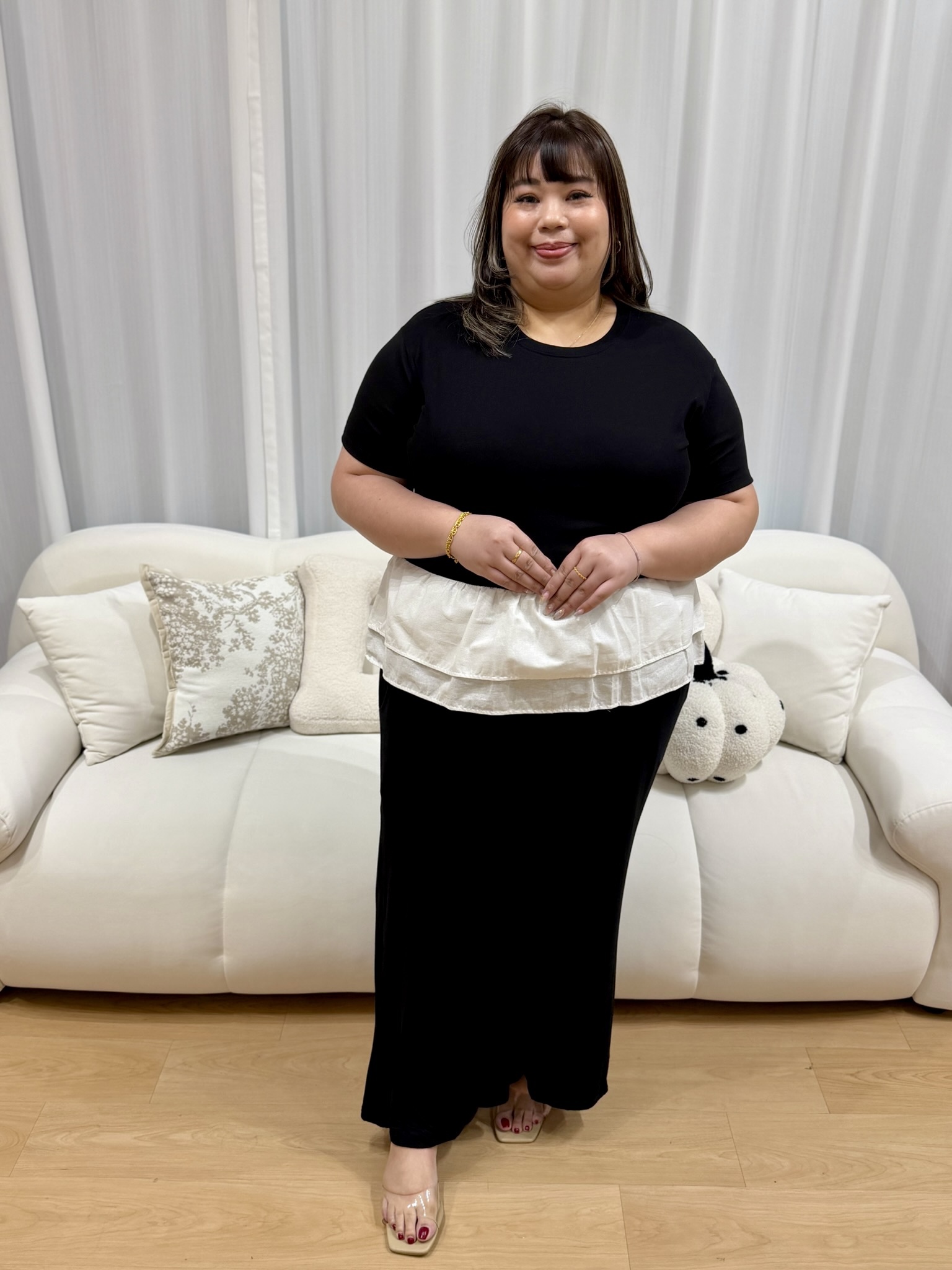Black White Peplum Top | Plus Size Top