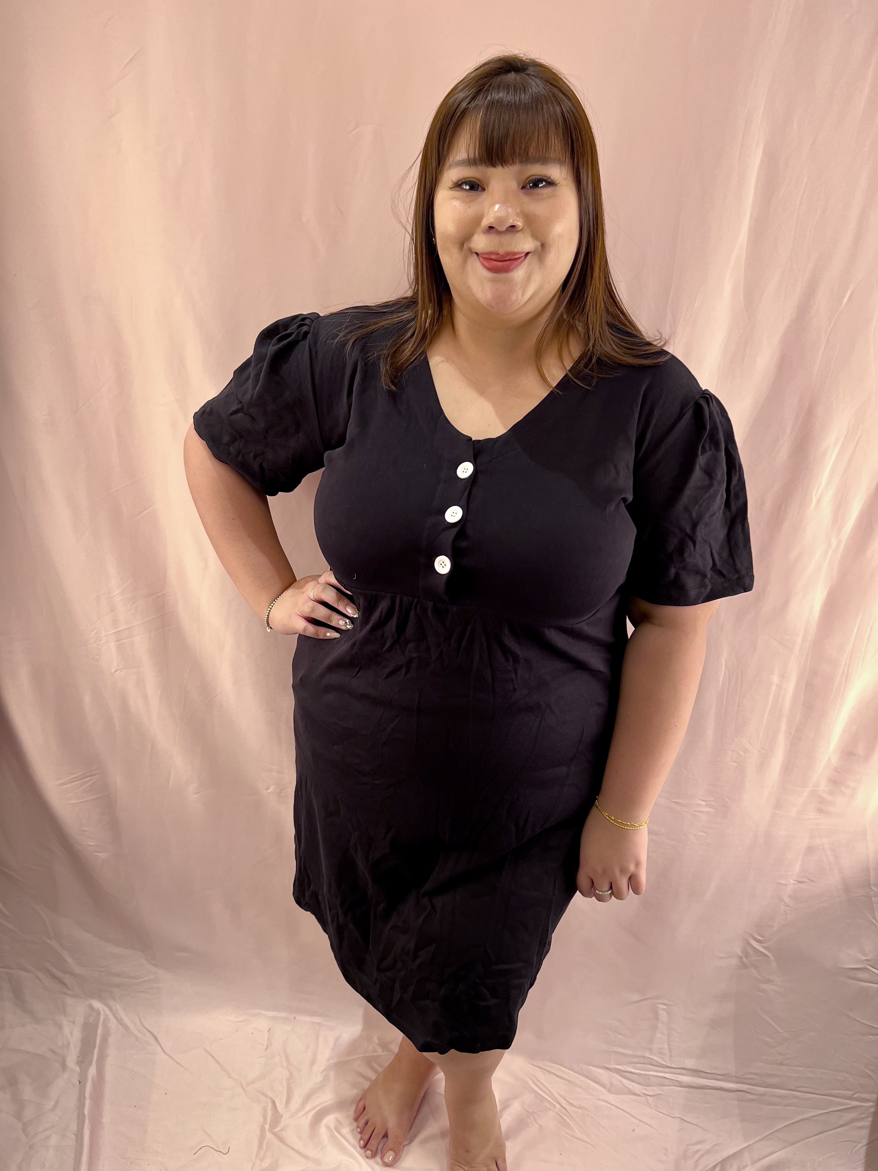  Trio White Button Cotton Dress | Plus Size Dress
