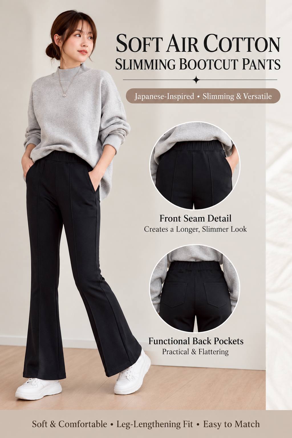 Lana Parallel Super Slim Fit Japan Cotton Pants | Plus Size Pants