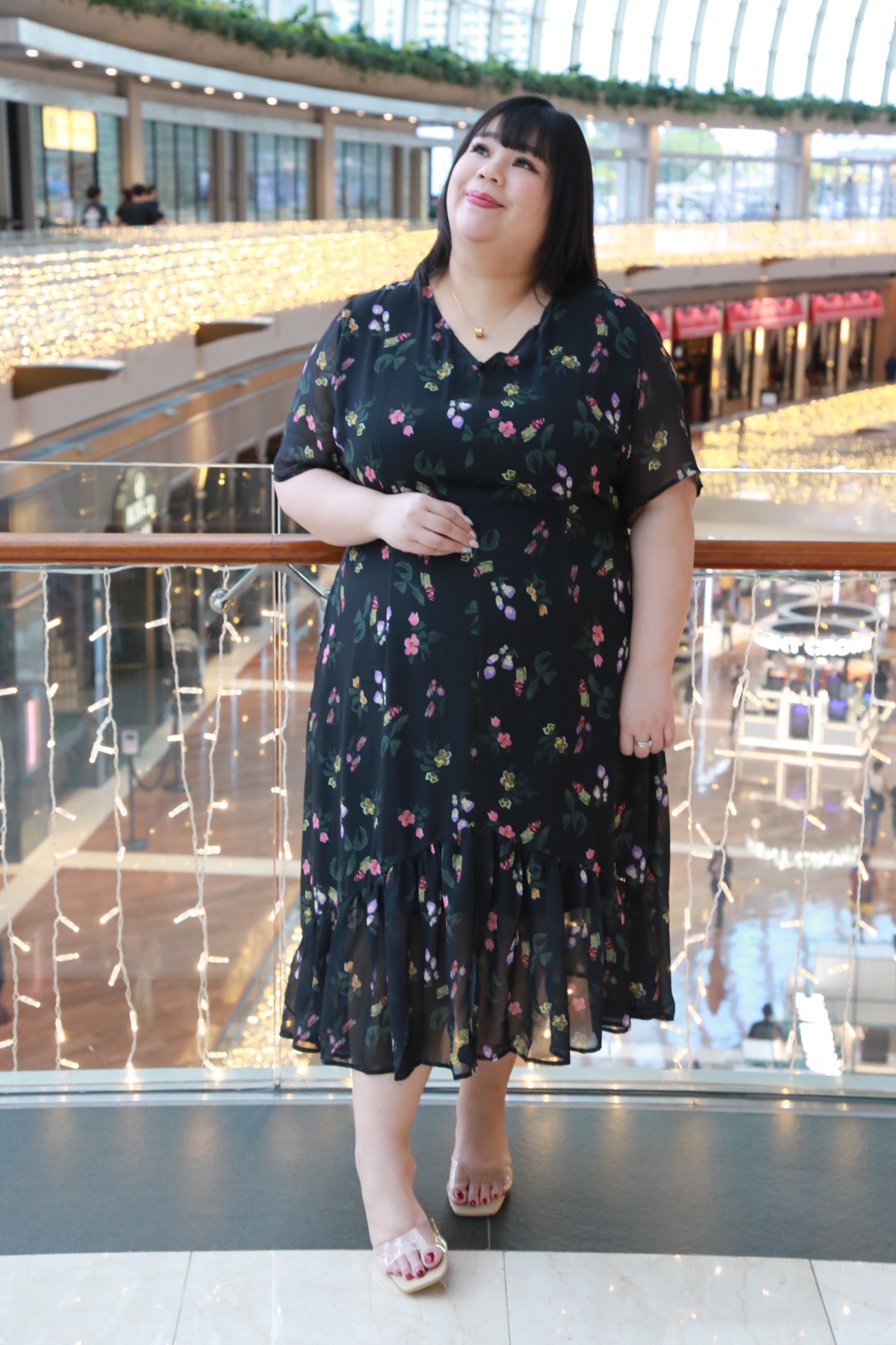 Love+ Alynna Chiffon Black Floral Dress | Plus Size Dress