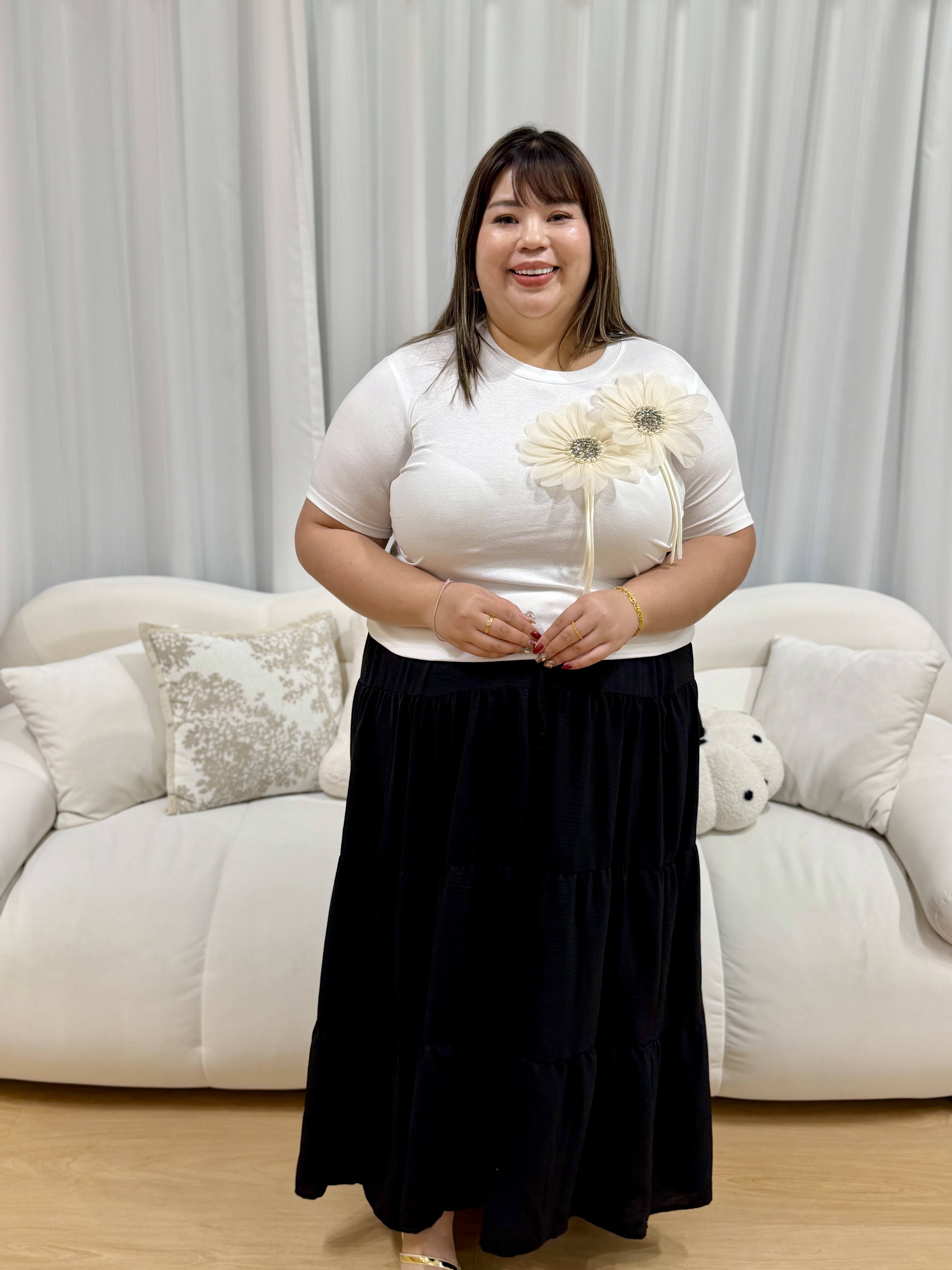 Blooming Chiffon Flower Top | Plus Size Top