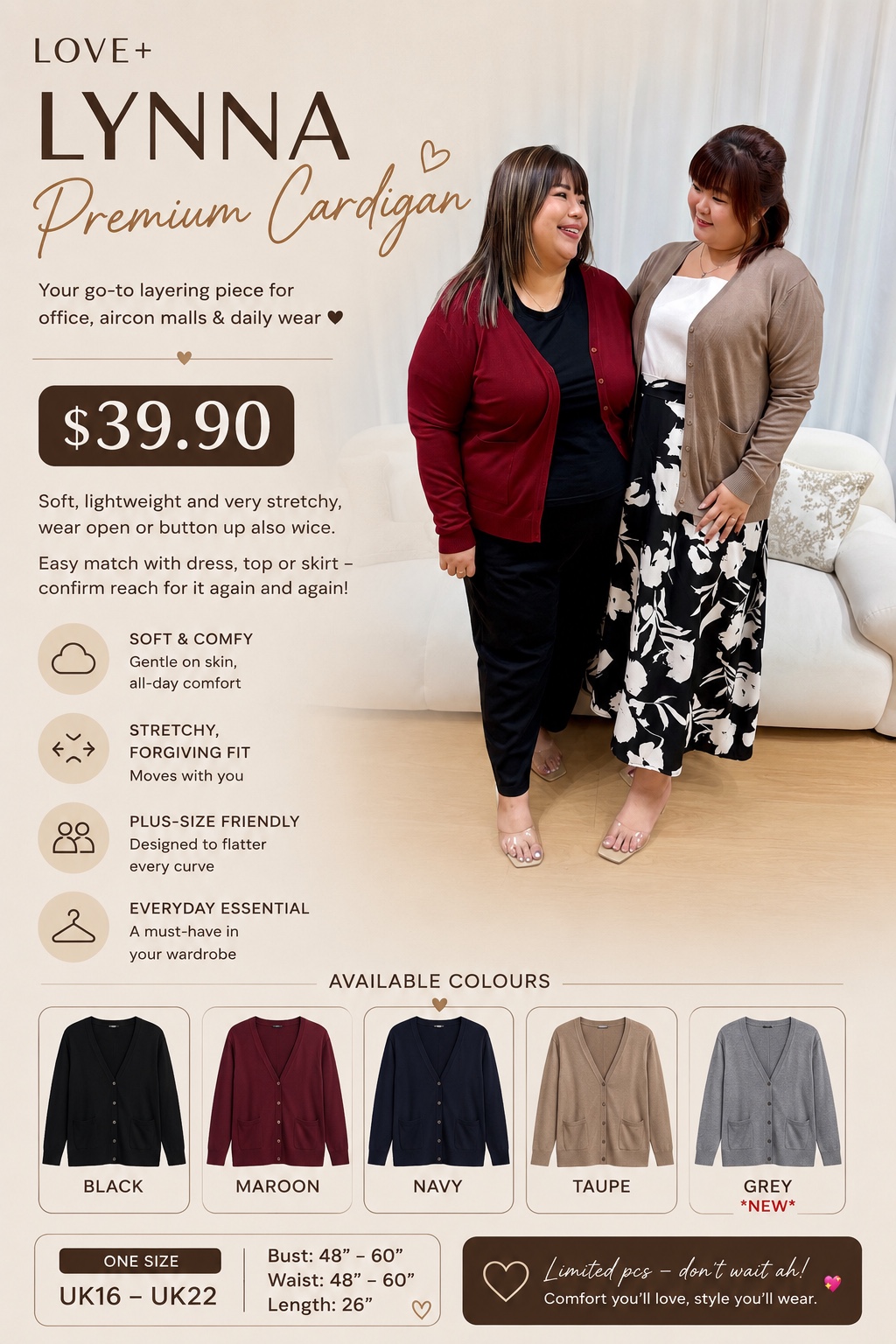 Love+ Lynna Premium Cardigan | Plus Size Cardigan