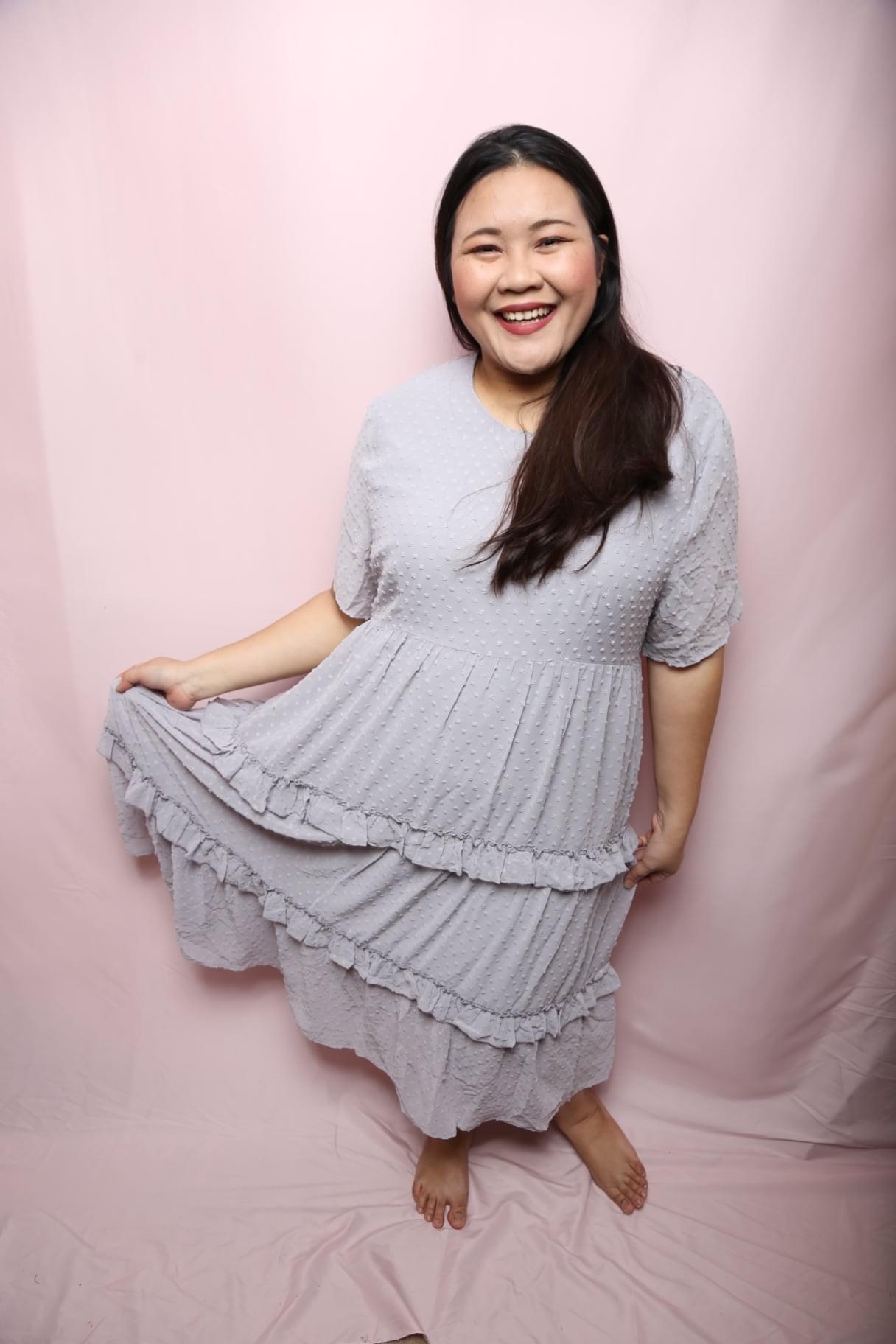 Love+ Gracey Grey Swiss Maxi Dress | Plus Size Dress Singapore