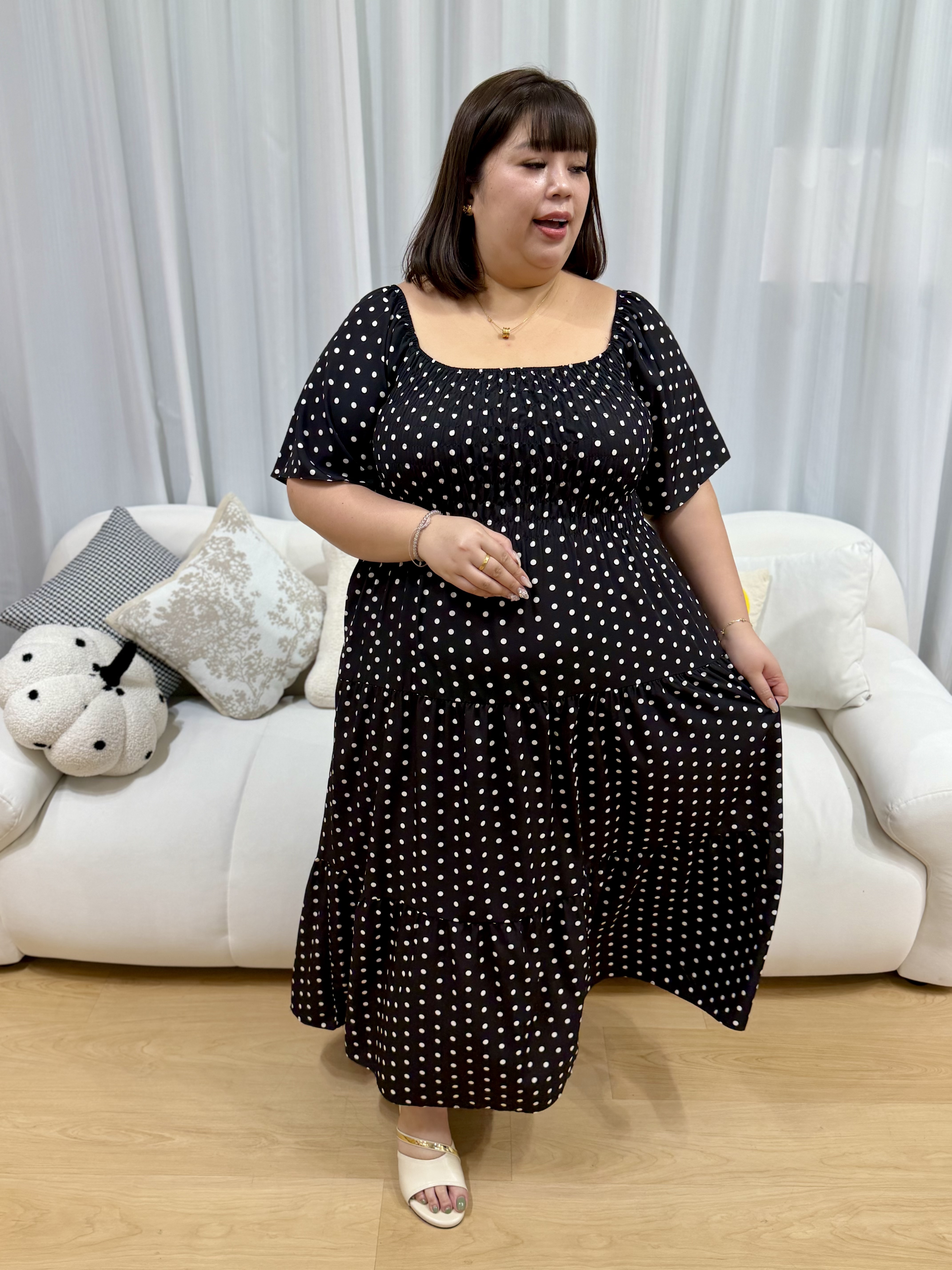 Love+ Silky Polka Dot Maxi Smock Dress | Plus Size Dress