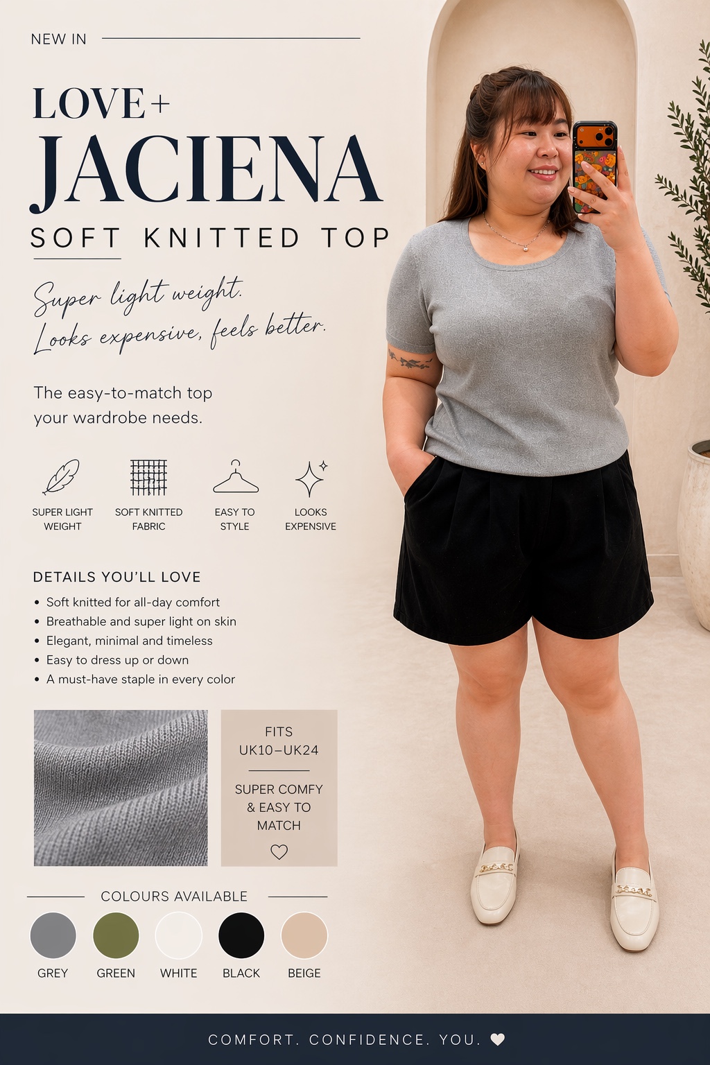 Love+ Jaciena Soft Knitted Top | Plus Size Knitted Top
