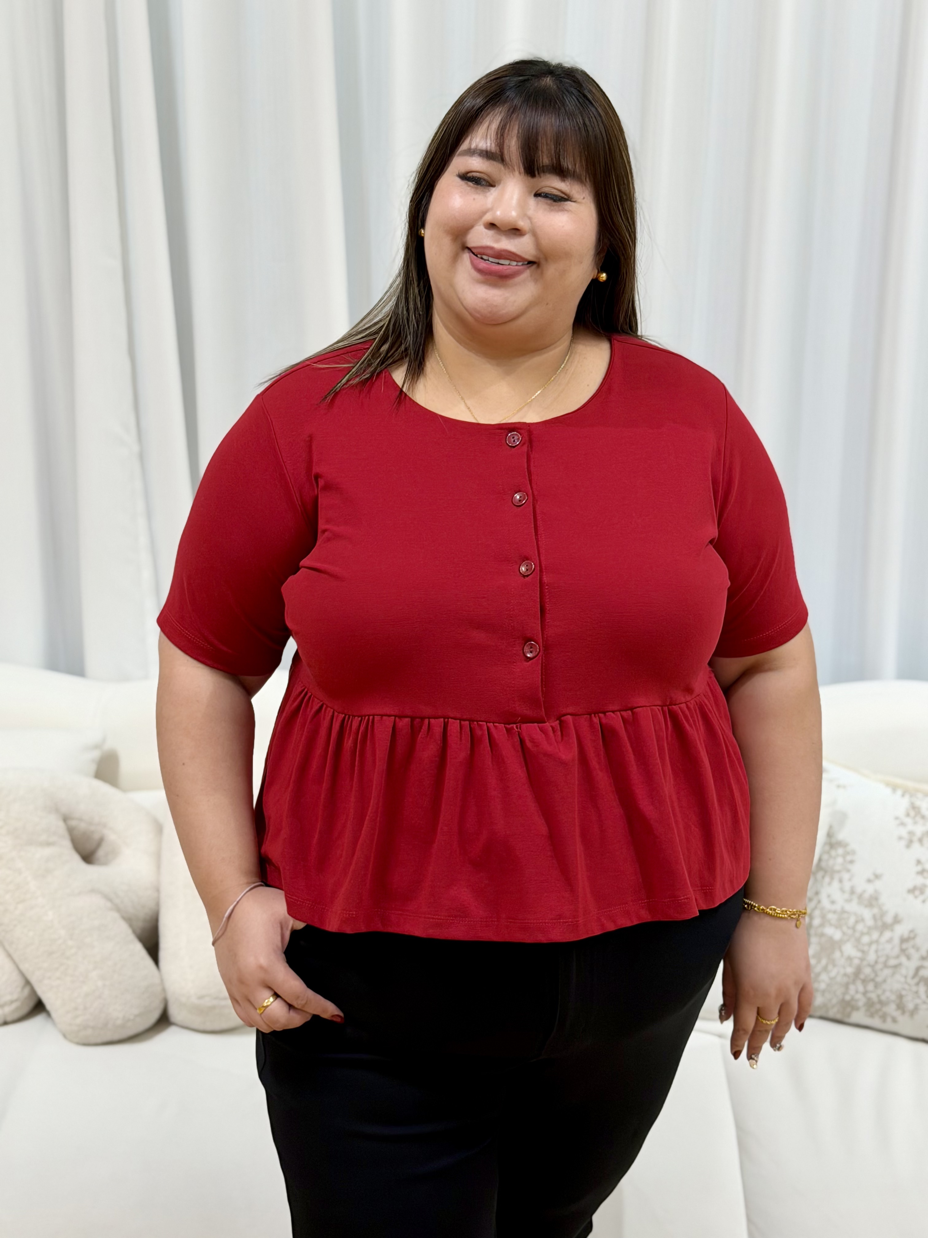 Kathleen Premium Pelplum Cotton Top | Plus Size Top