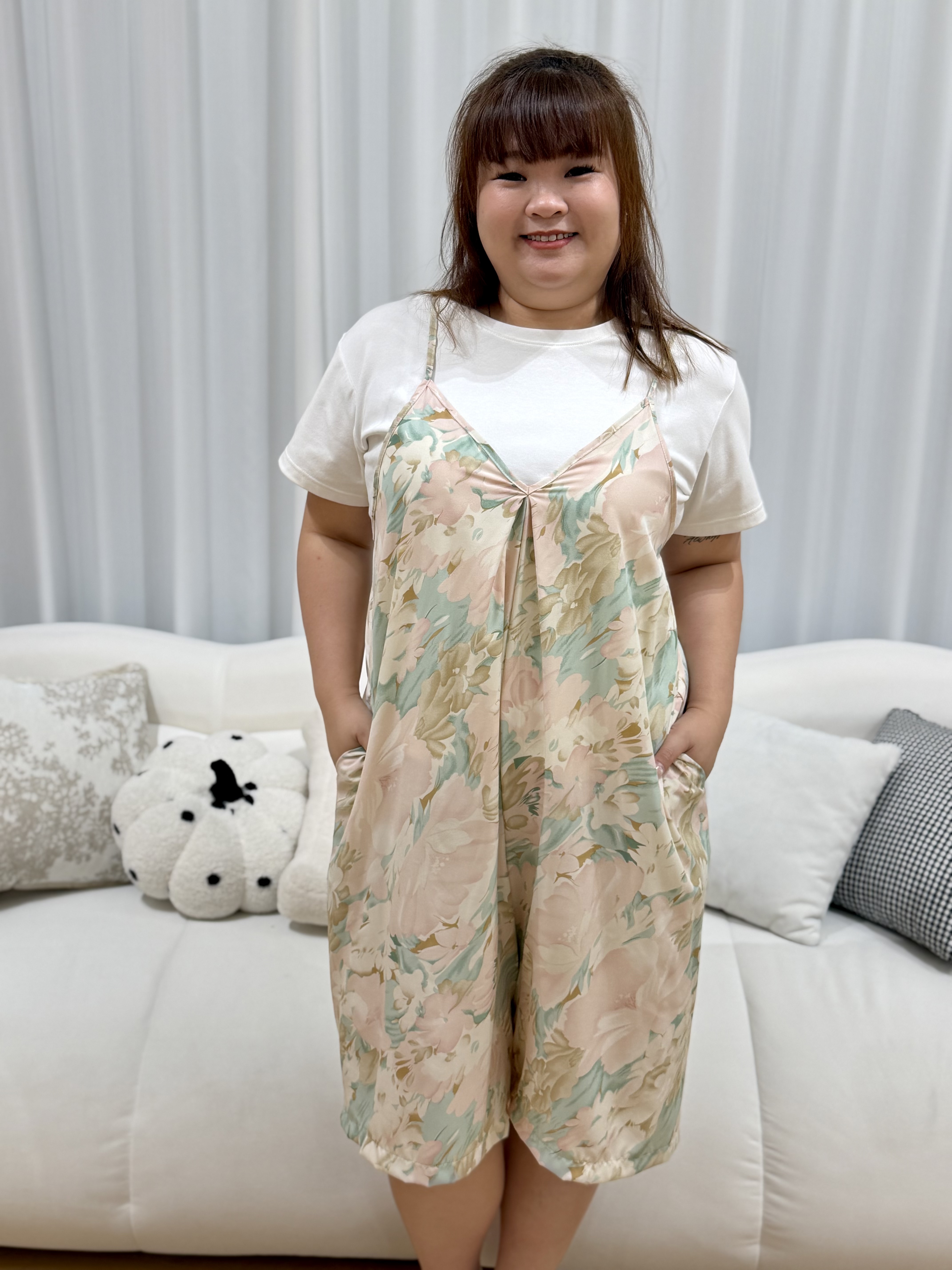Light Weight Floral Short Jumpsuit | Plus Size Jumpsuit