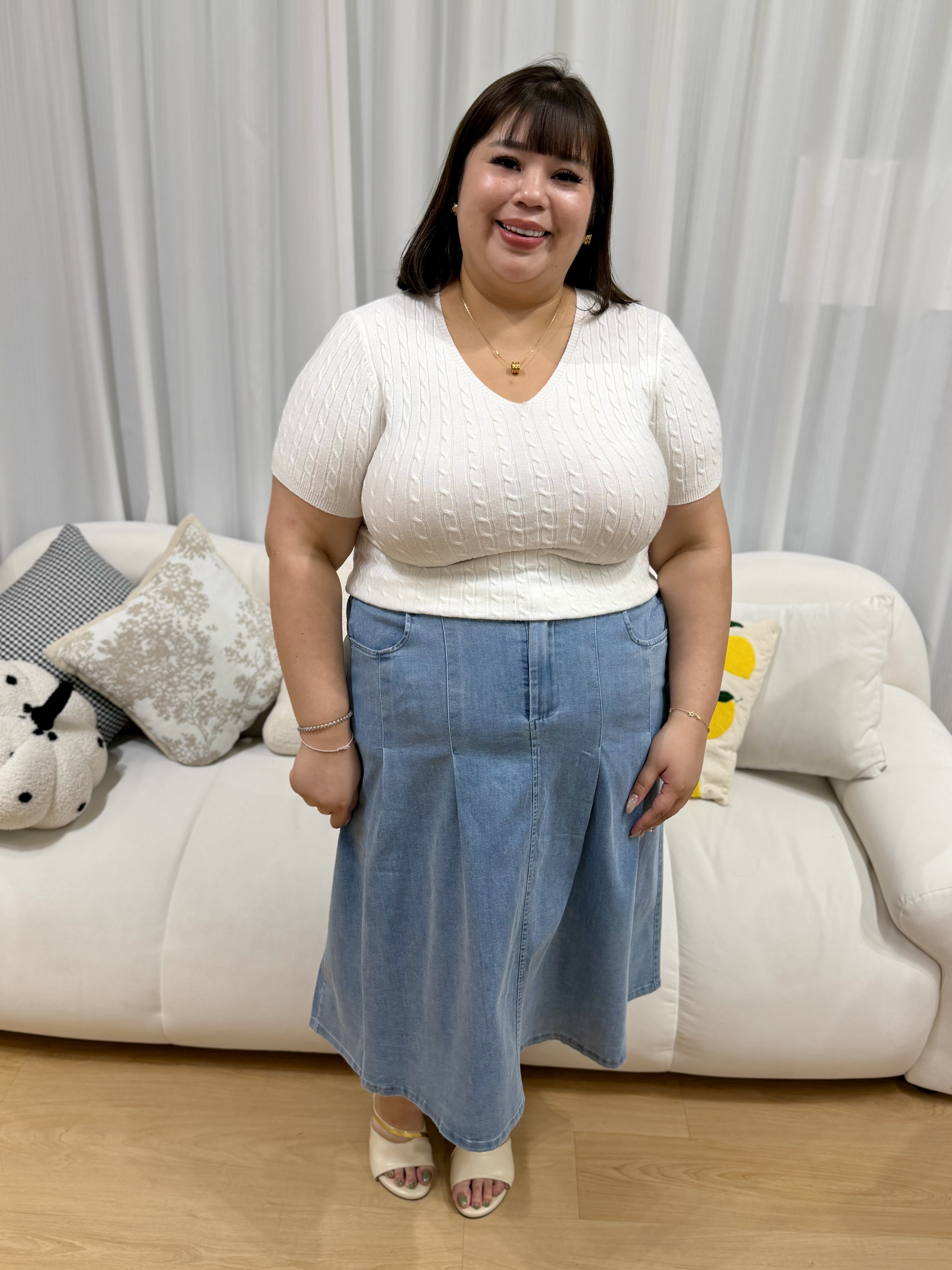 Love+ Mia Mirror-Slim Denim Skirt #1869 | Plus Size Skirt