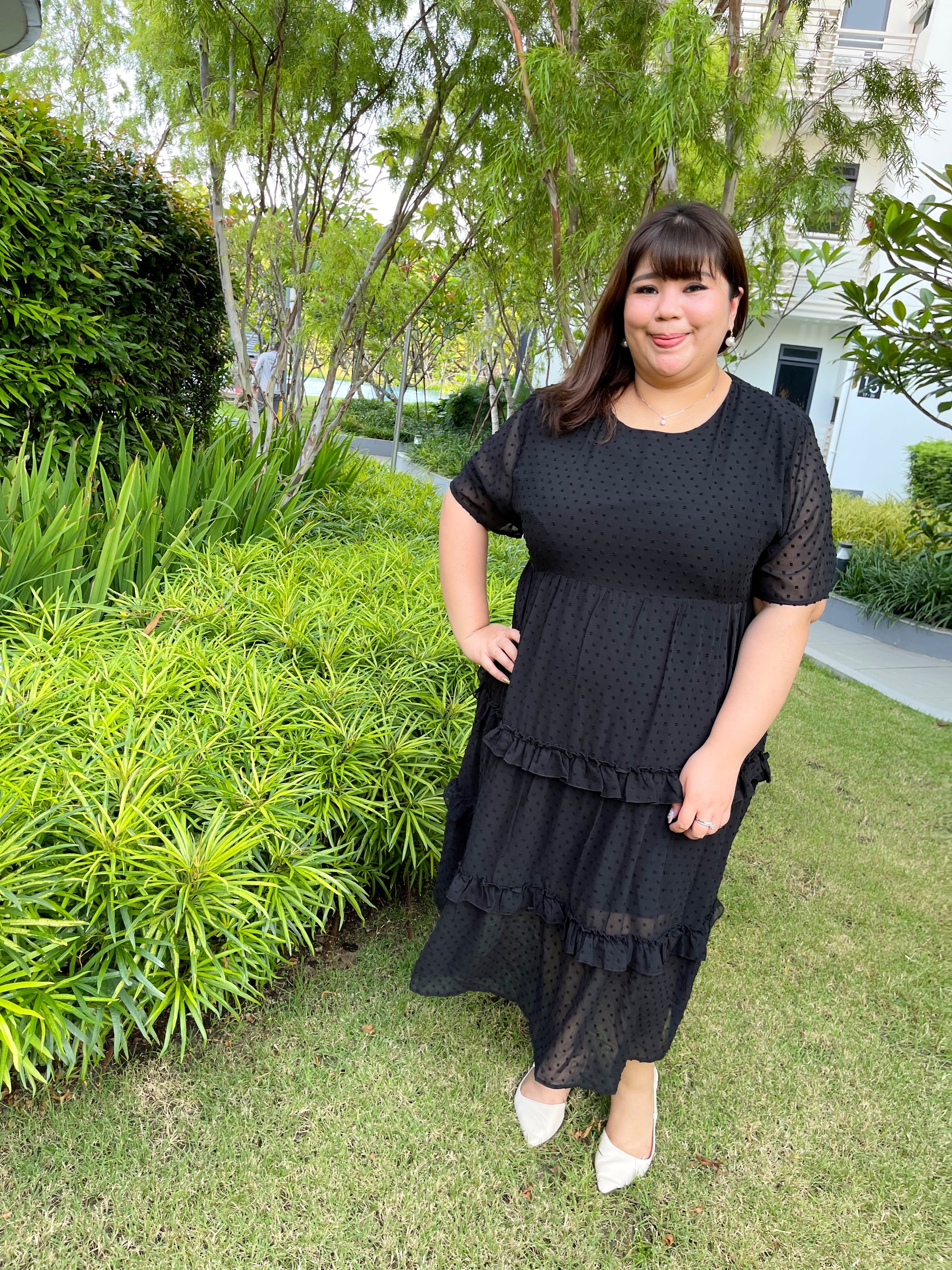 Love+ Gracey Black Swiss Maxi Dress | Plus Size Dress Singapore