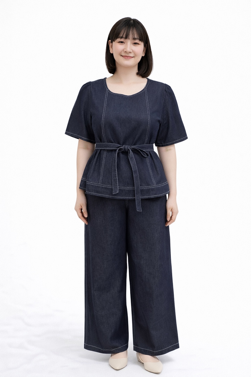 Missy Rihana Denim Ribbon Set | Plus Size Set