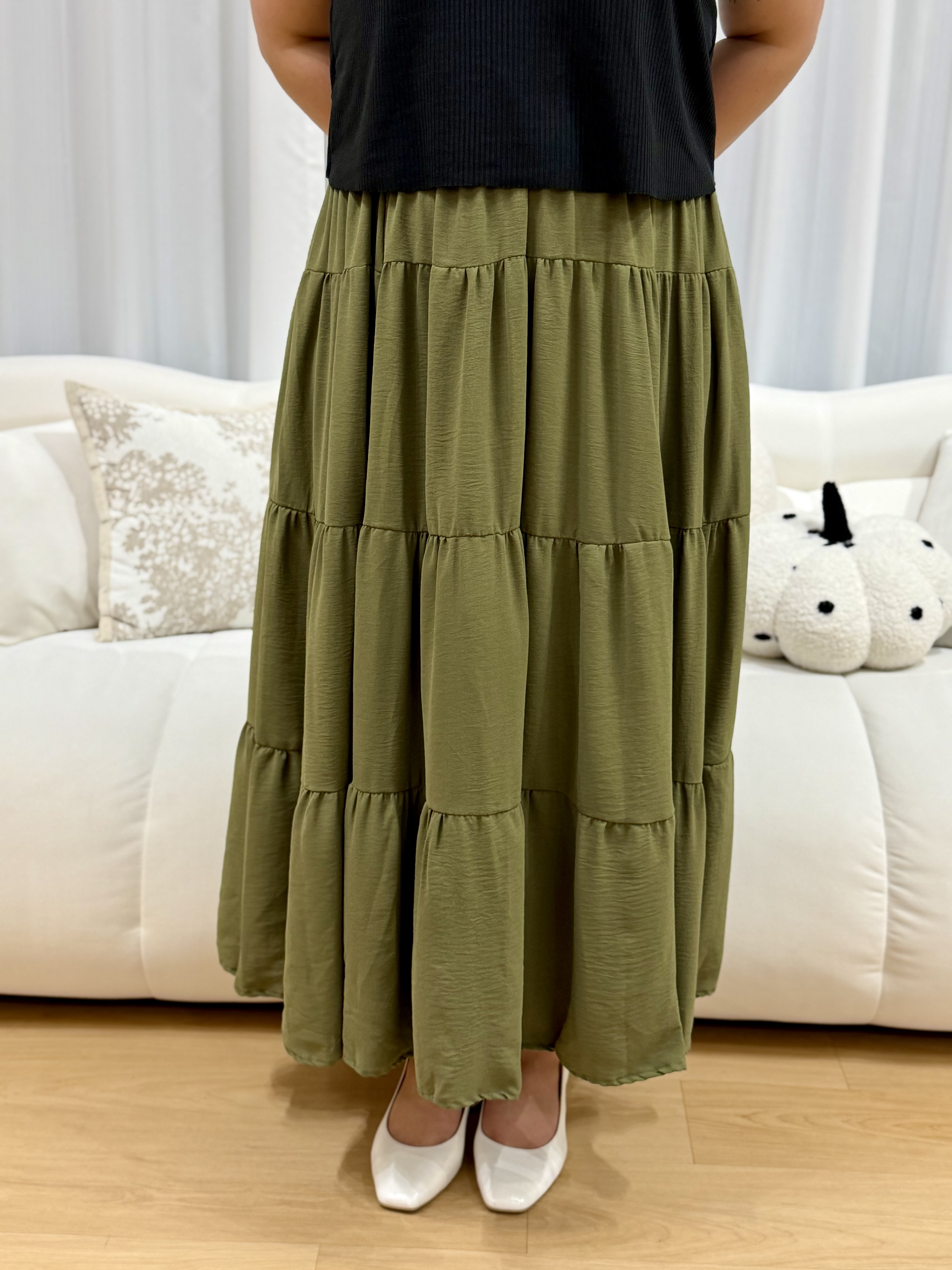 Jodie Flowy Tier Maxi Skirt | Plus Size Maxi Skirt